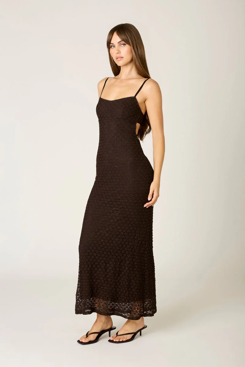 Textured Mesh Midi Dress