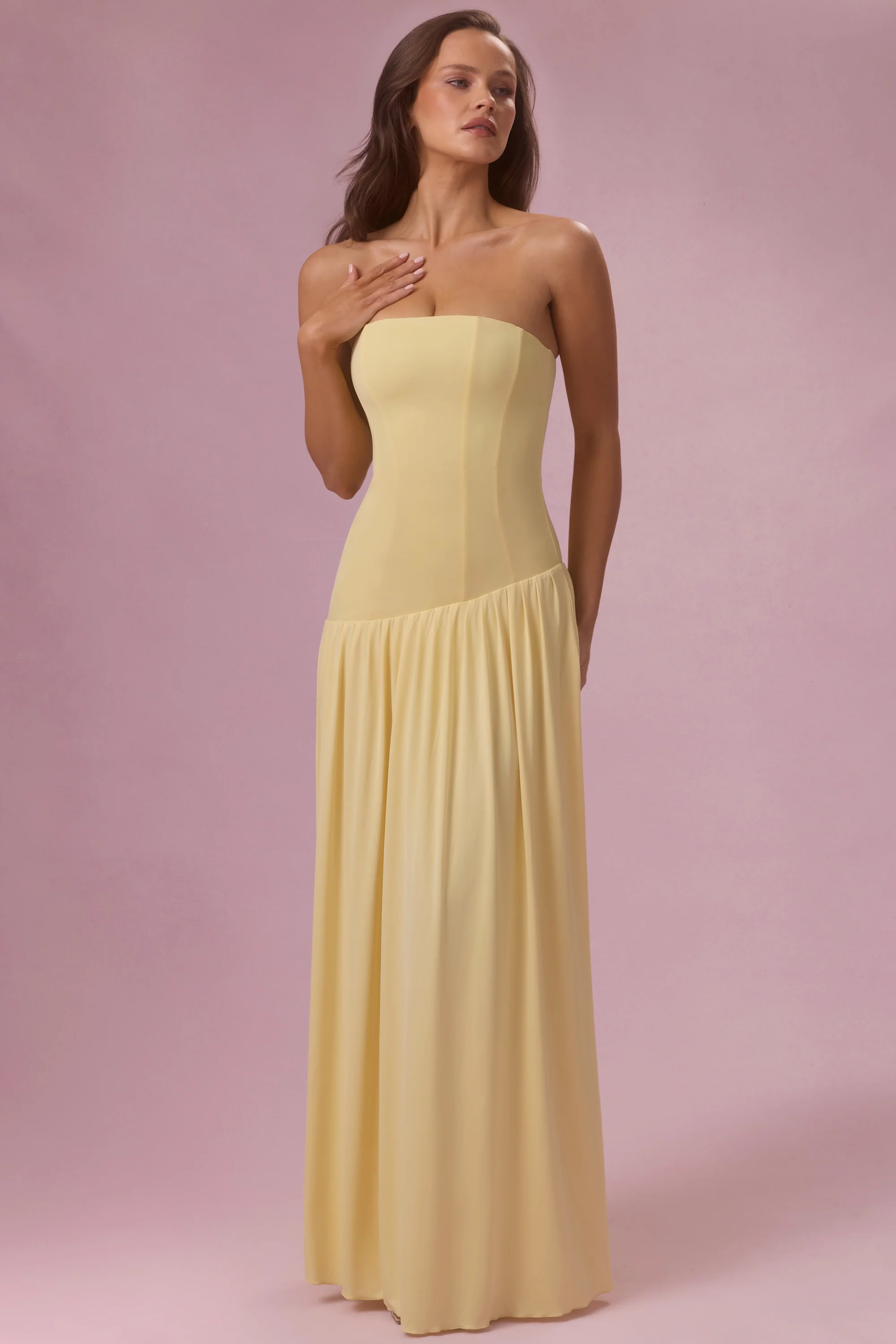 Jersey Strapless Gown in Butter