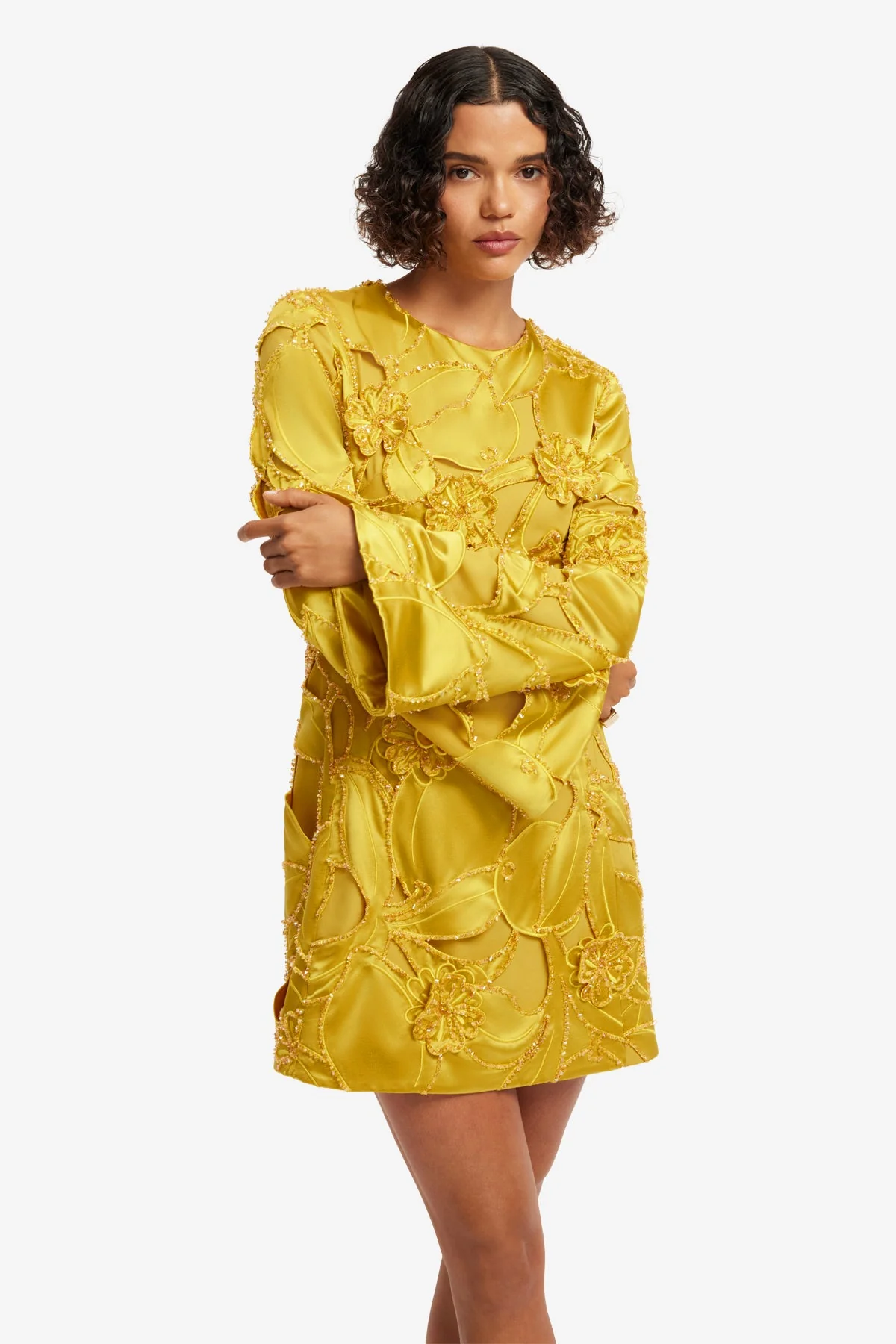 Suzanne Embellished Bell Sleeve Mini Dress - Opulence