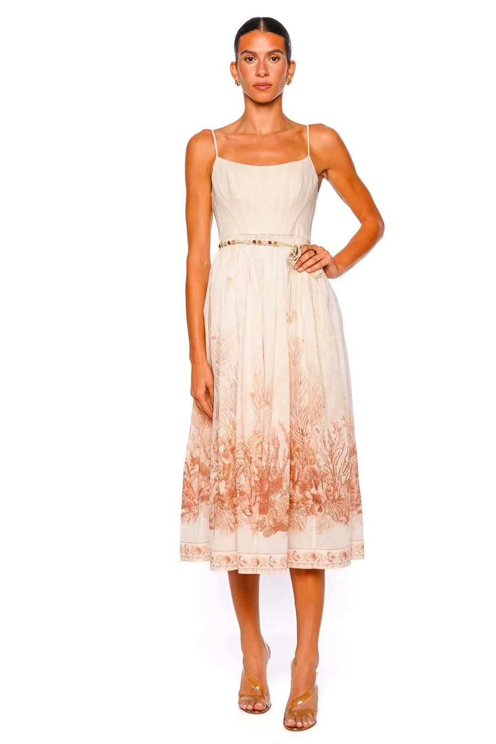ZIMMERMANN Wanderlust Coral Toile Corset Midi Dress