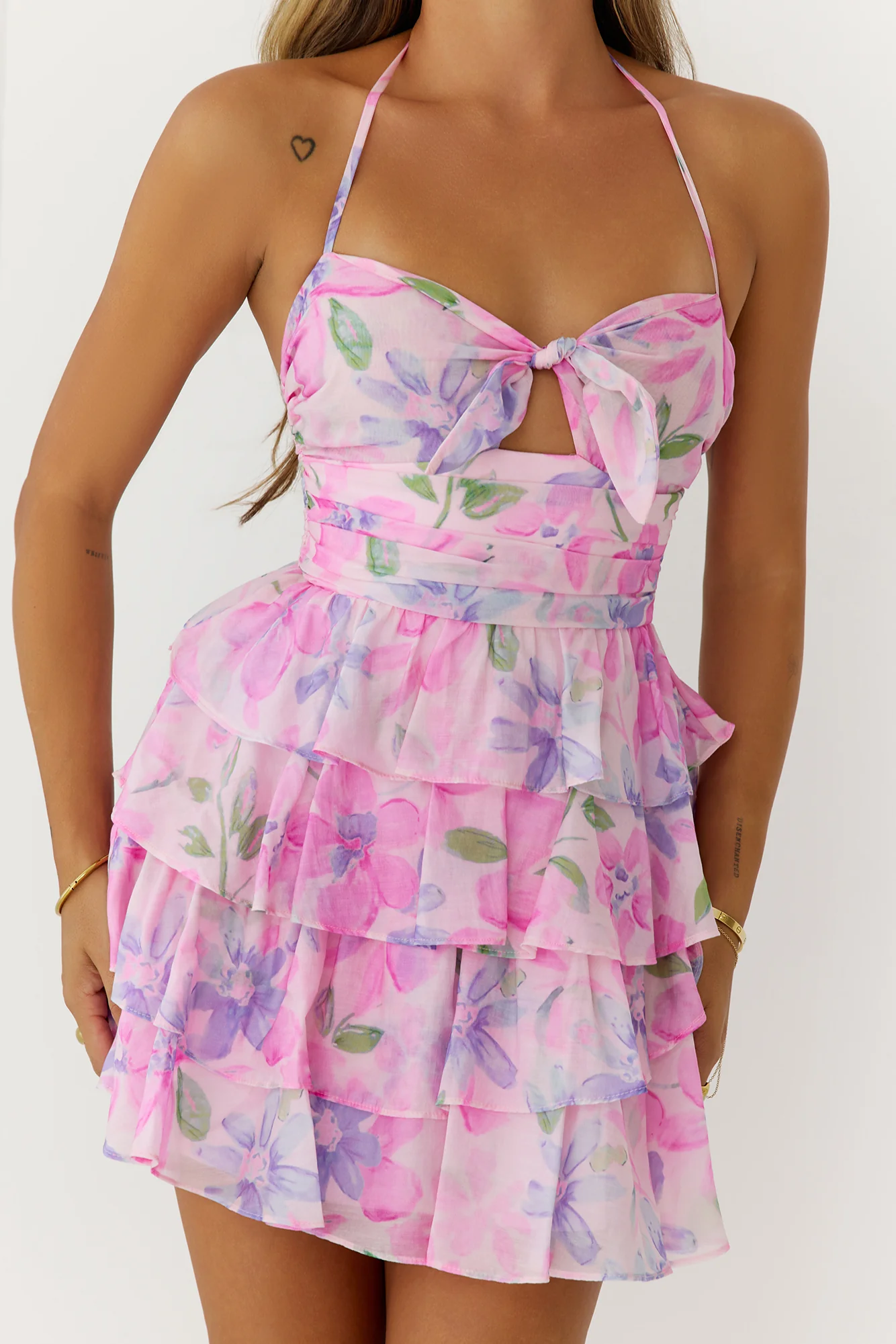 Happy Girl Energy Halter Mini Dress Pink