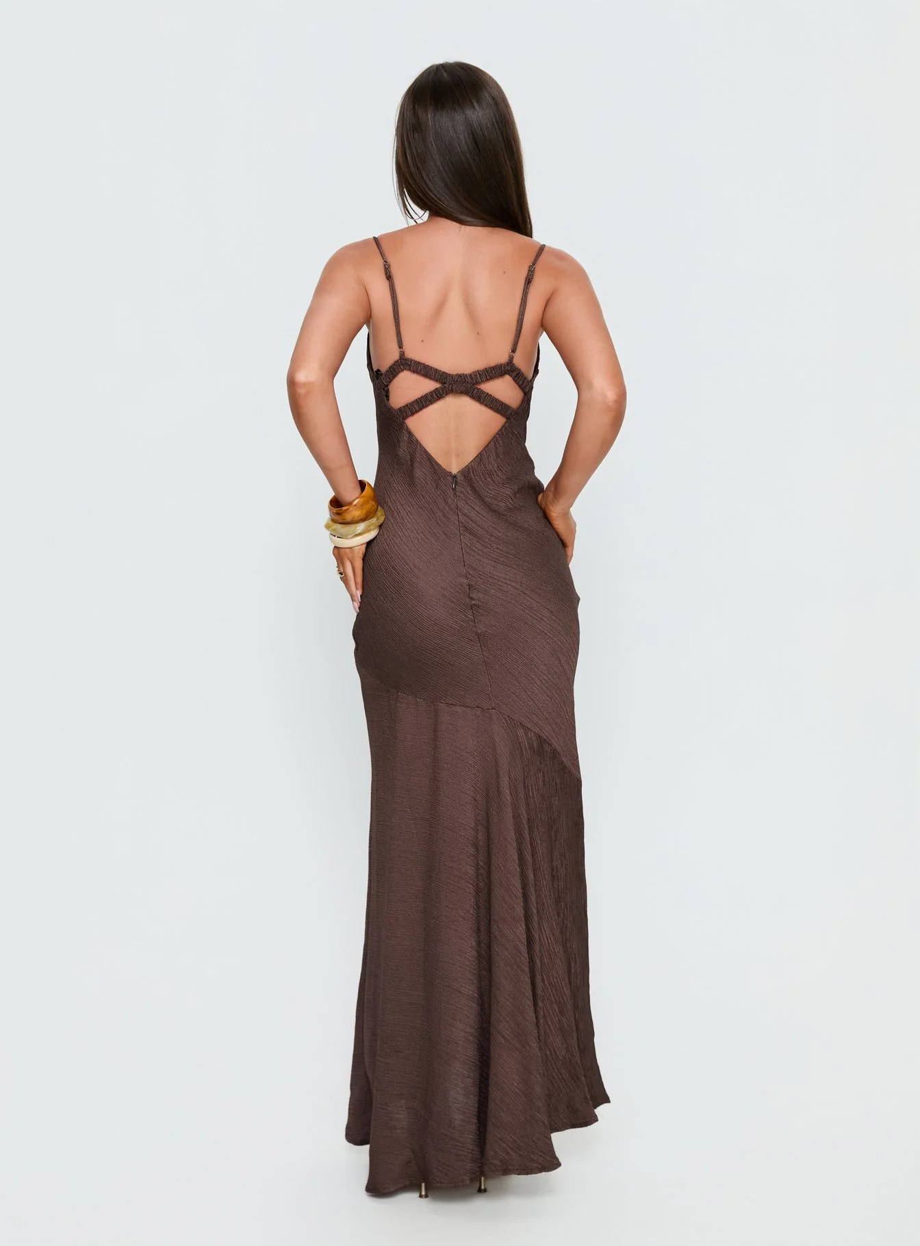 Makaia Balconette Maxi Dress Brown - luluinthesky