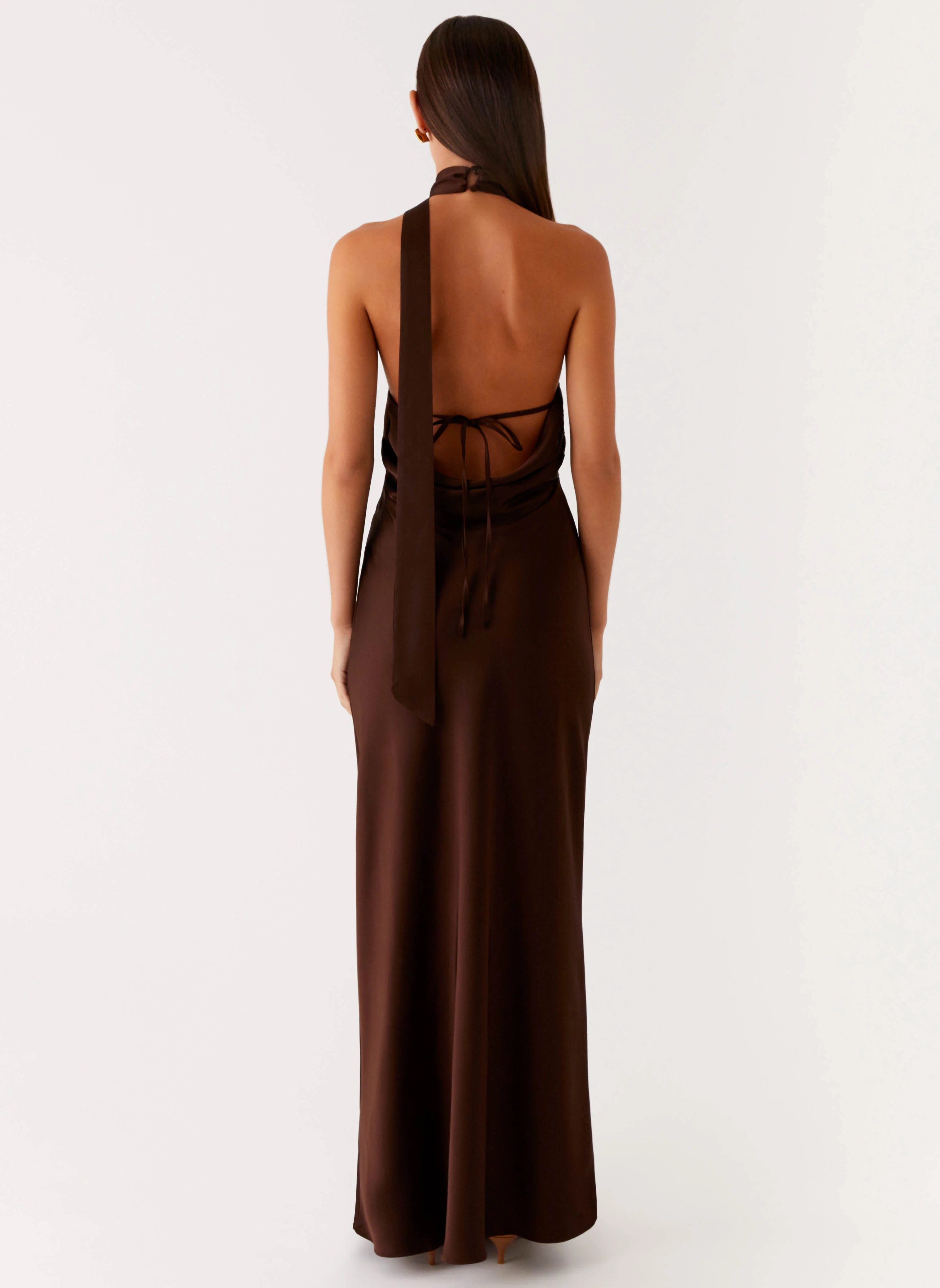 Keena Scarf Maxi Dress - Chocolate - luluinthesky