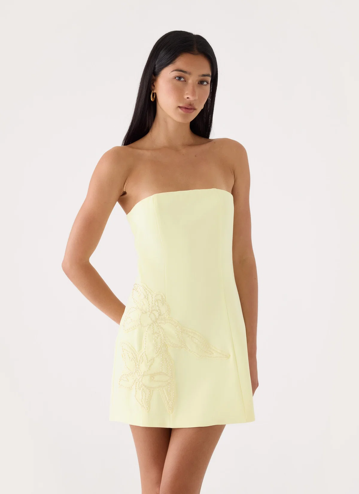 Marta Strapless Mini Dress Yellow