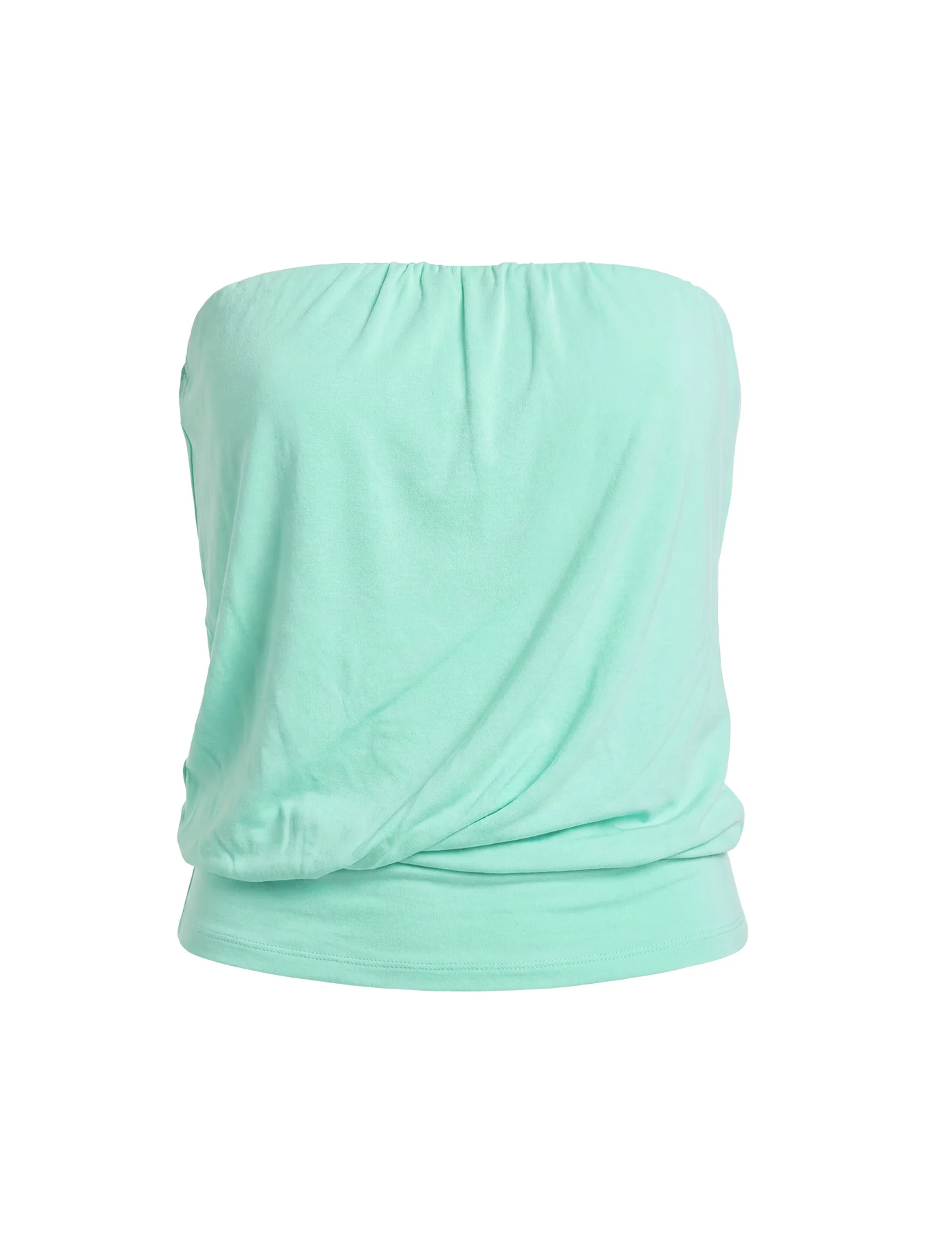 Taleisa Gathered Drape Strapless Top Aqua
