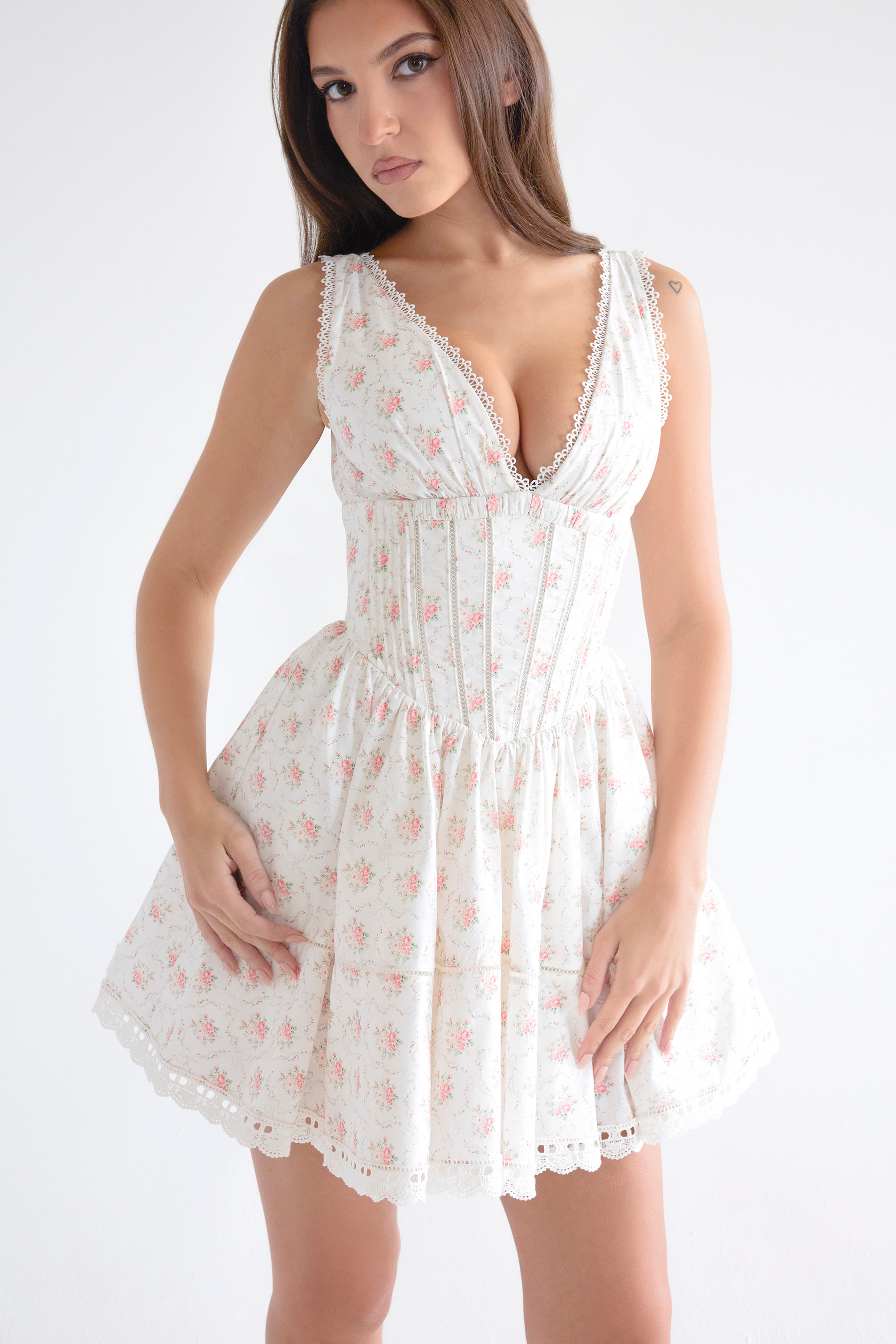 Rose Print Mini Dress