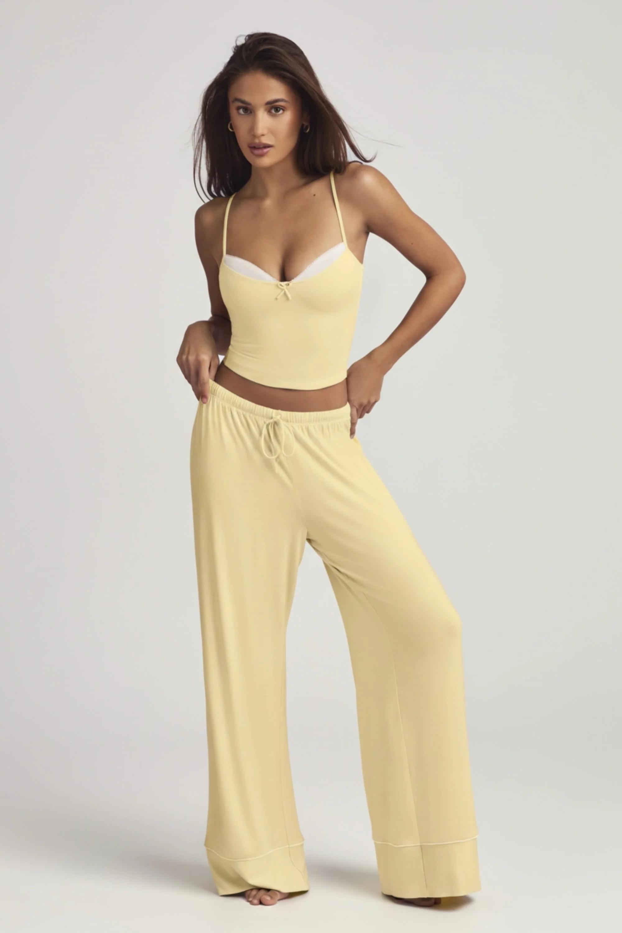Modal Mid-Rise Pyjama Trousers in Pastel Yellow