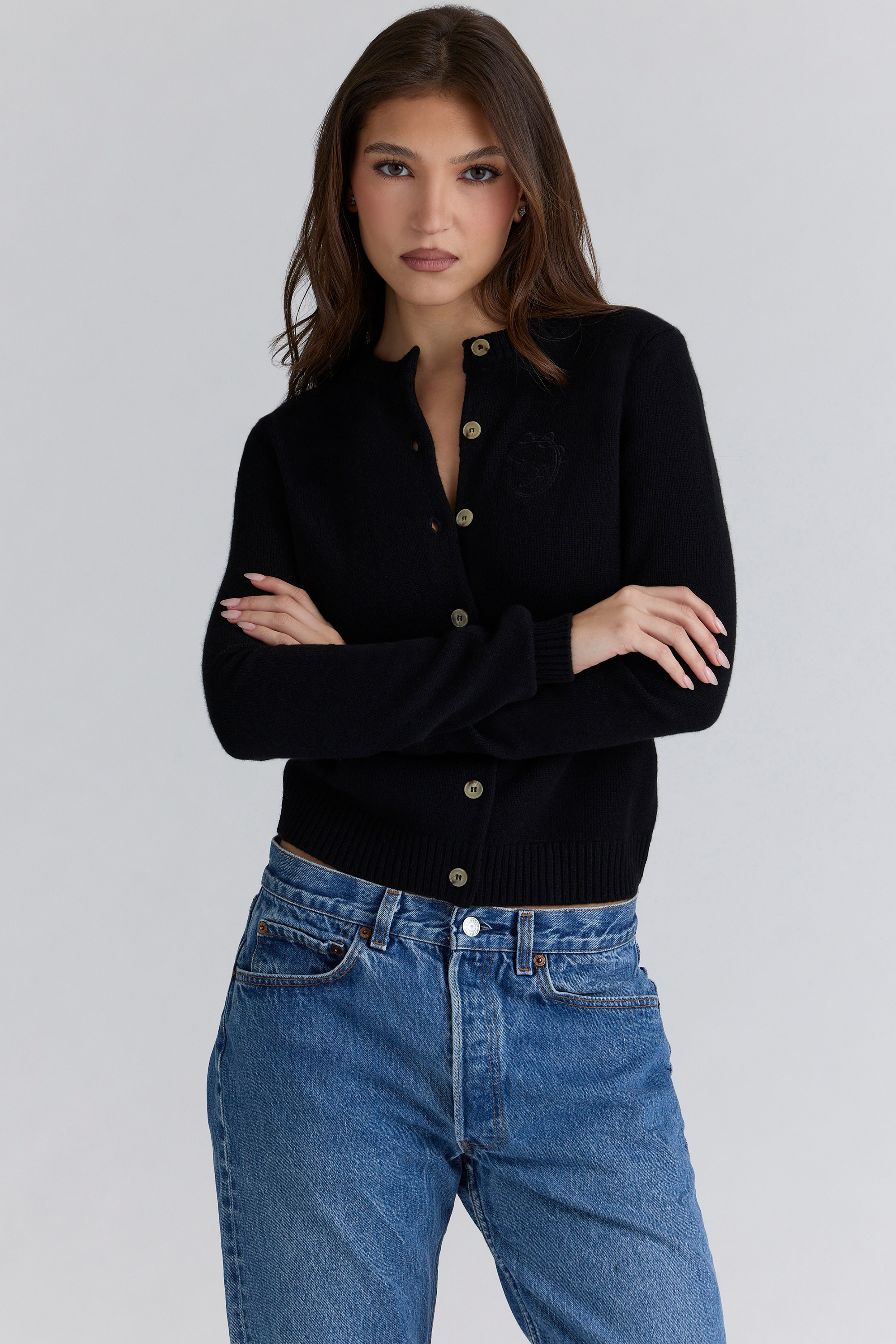 Black Cashmere + Wool Cardigan