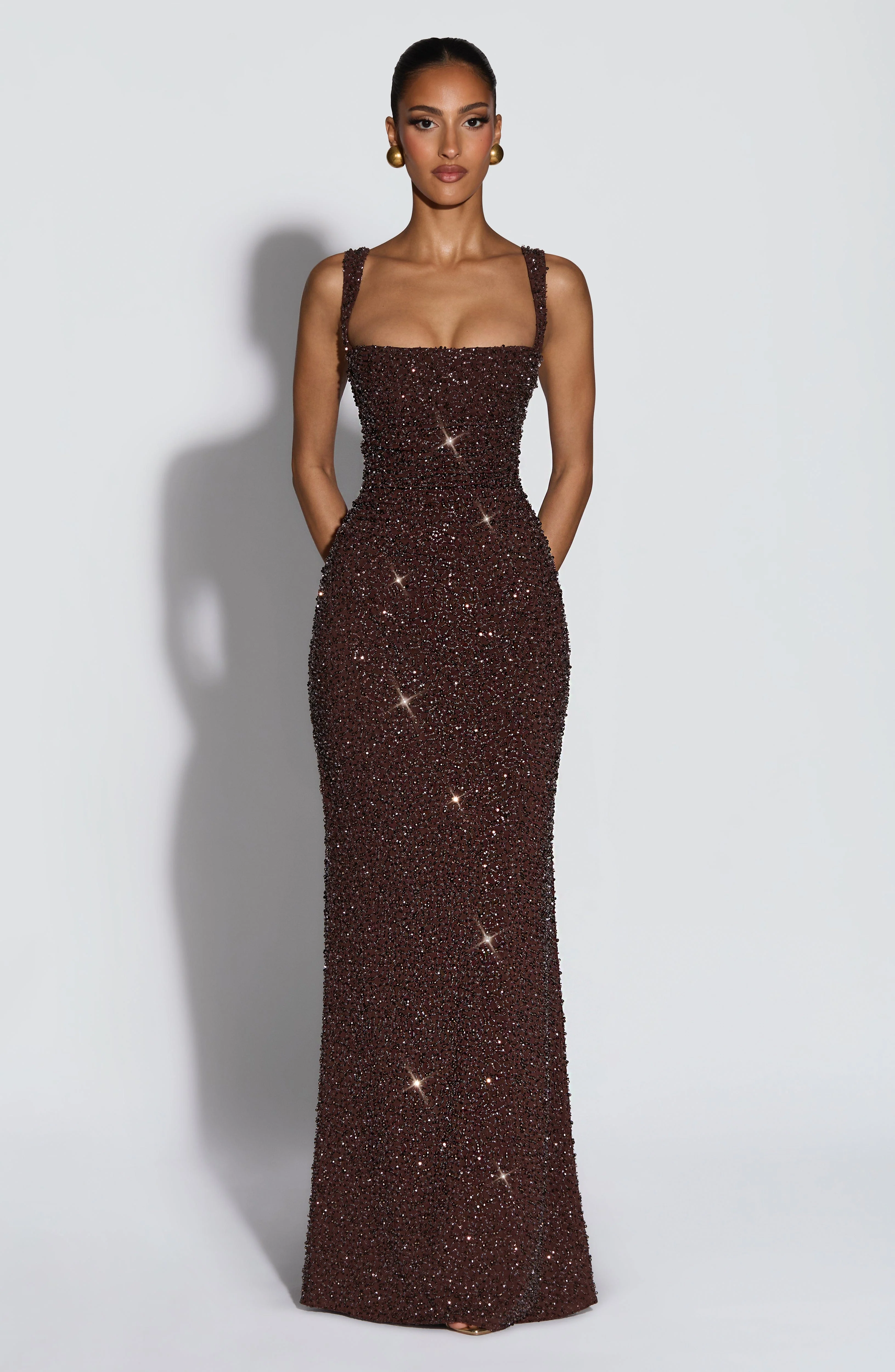 Calanthe Maxi Dress - Plum Brown Sparkle - luluinthesky