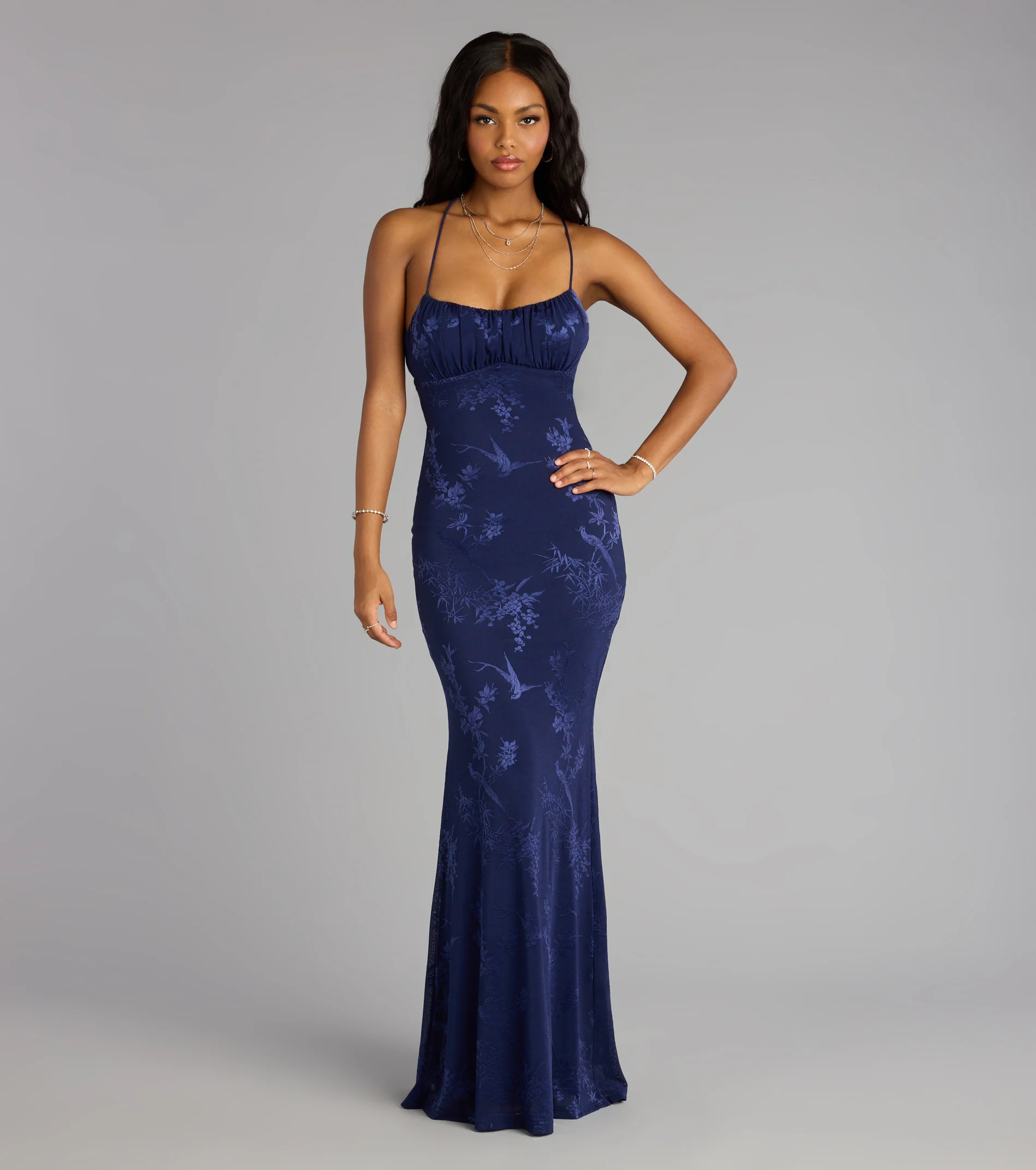 Elaine Jacquard Mesh Mermaid Dress - luluinthesky