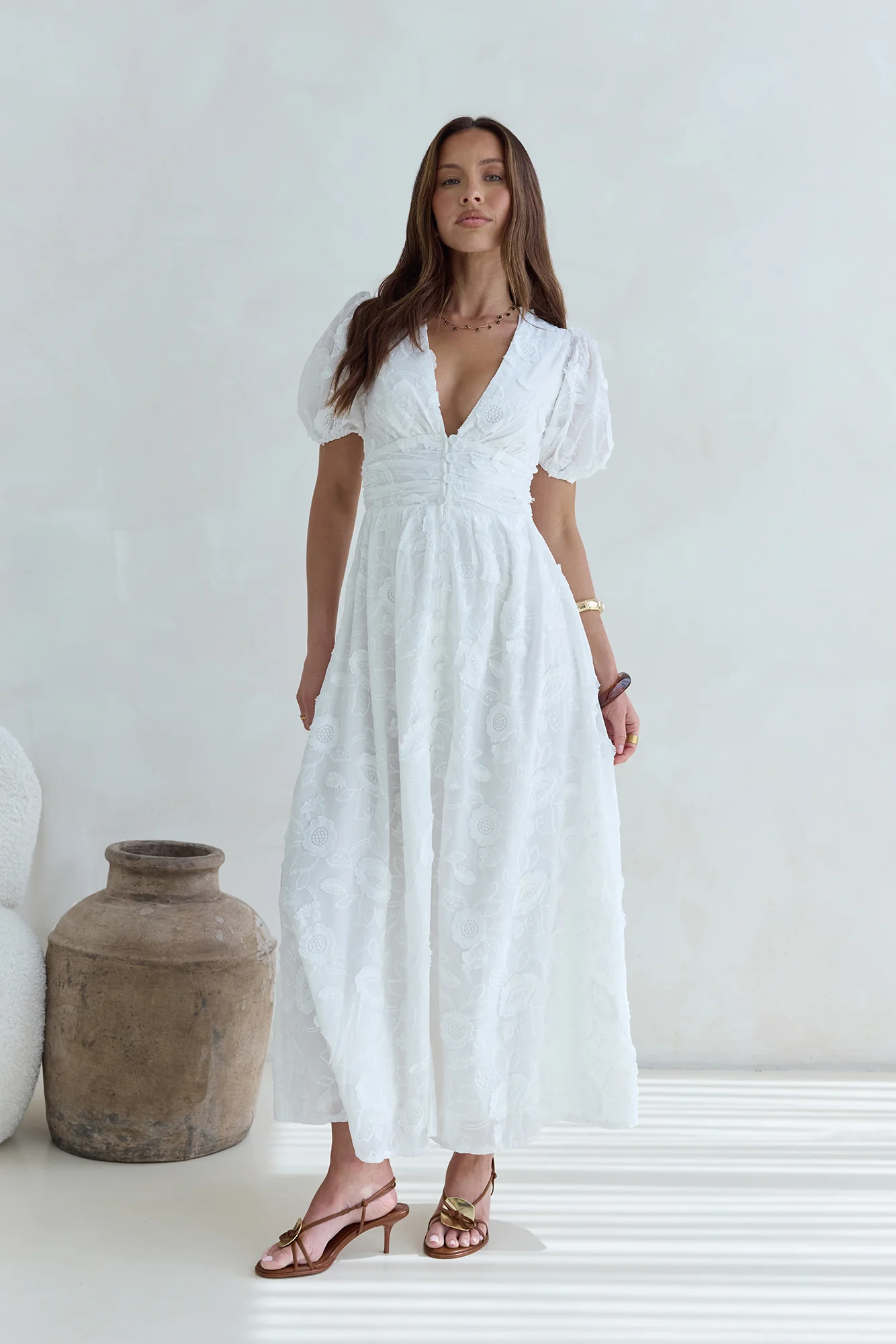 Busy Bee Maxi Dress White - luluinthesky