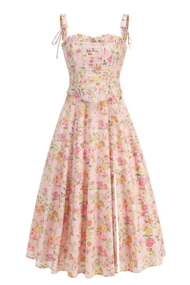Clarabelle Pink Meadow Print Cotton Sundress