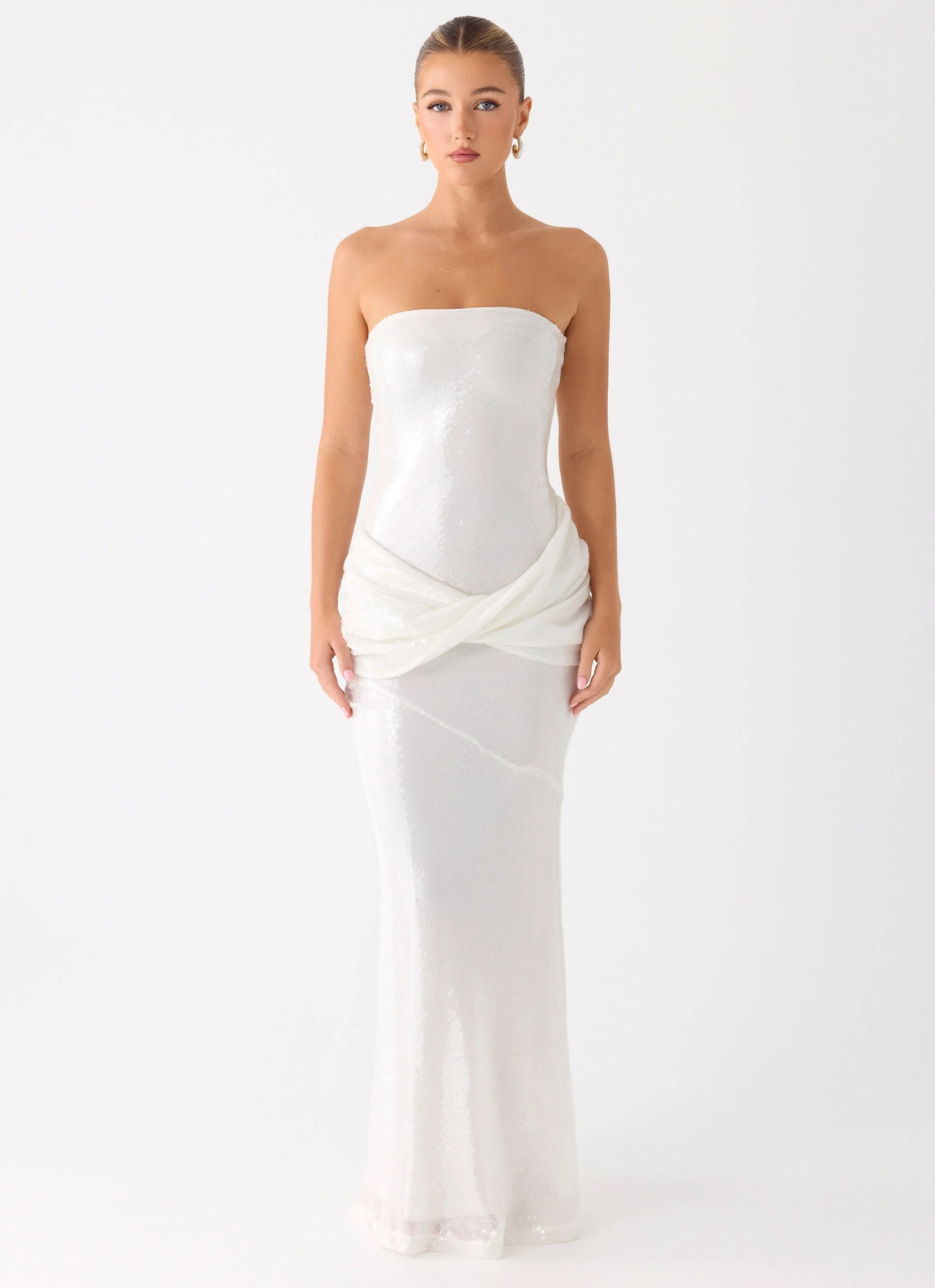 Anticipating Sequin Maxi Dress - White - luluinthesky