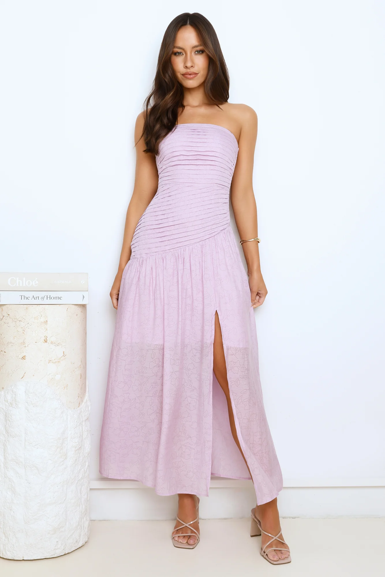 Sunbeam Veil Strapless Maxi Dress Lilac