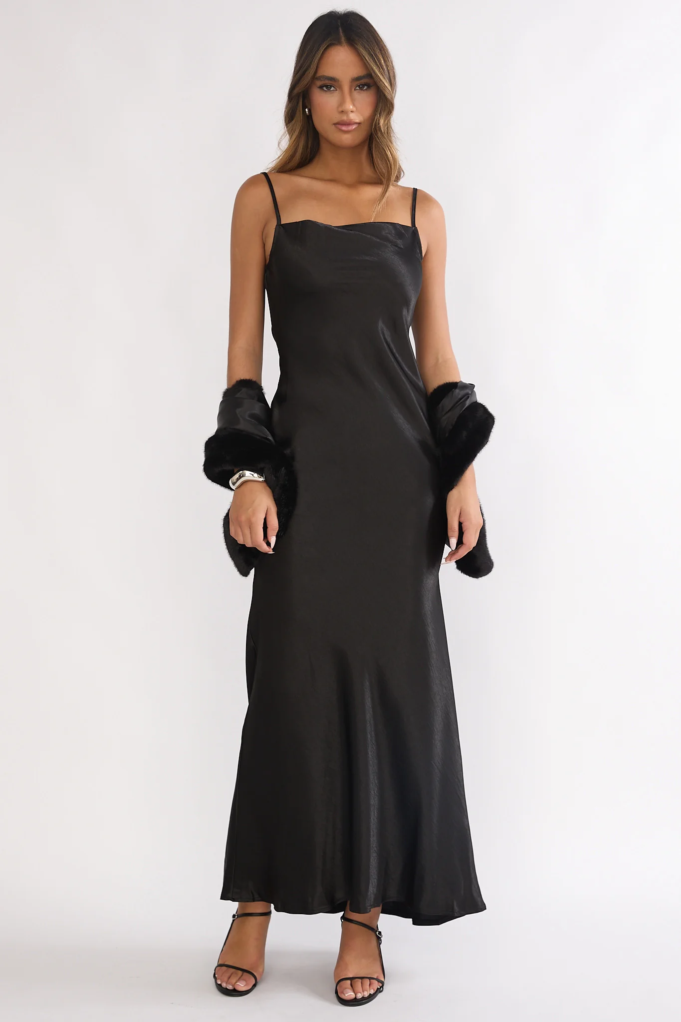Hadley Cami Scarf Maxi Dress Black - luluinthesky