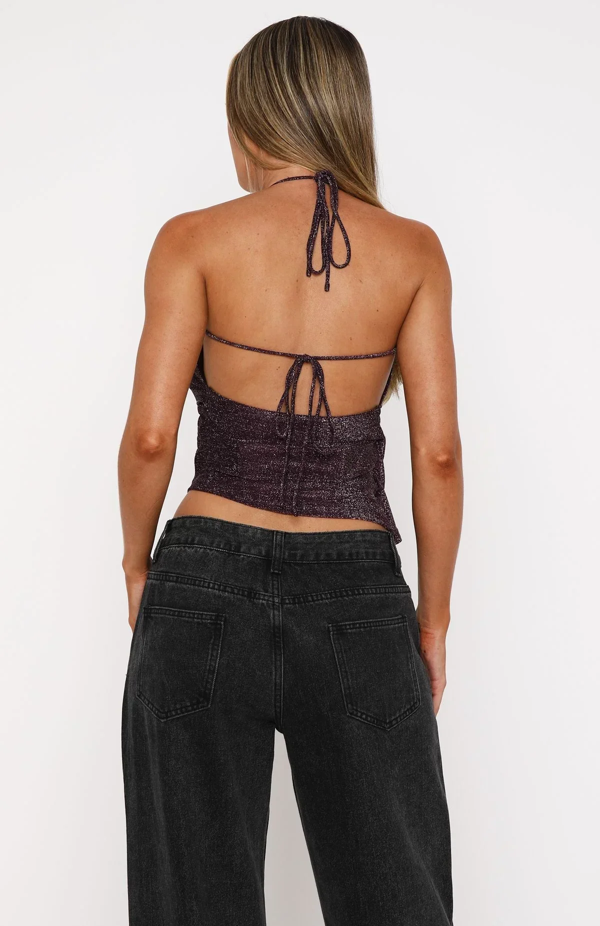 Big City Lights Halter Top Plum - luluinthesky