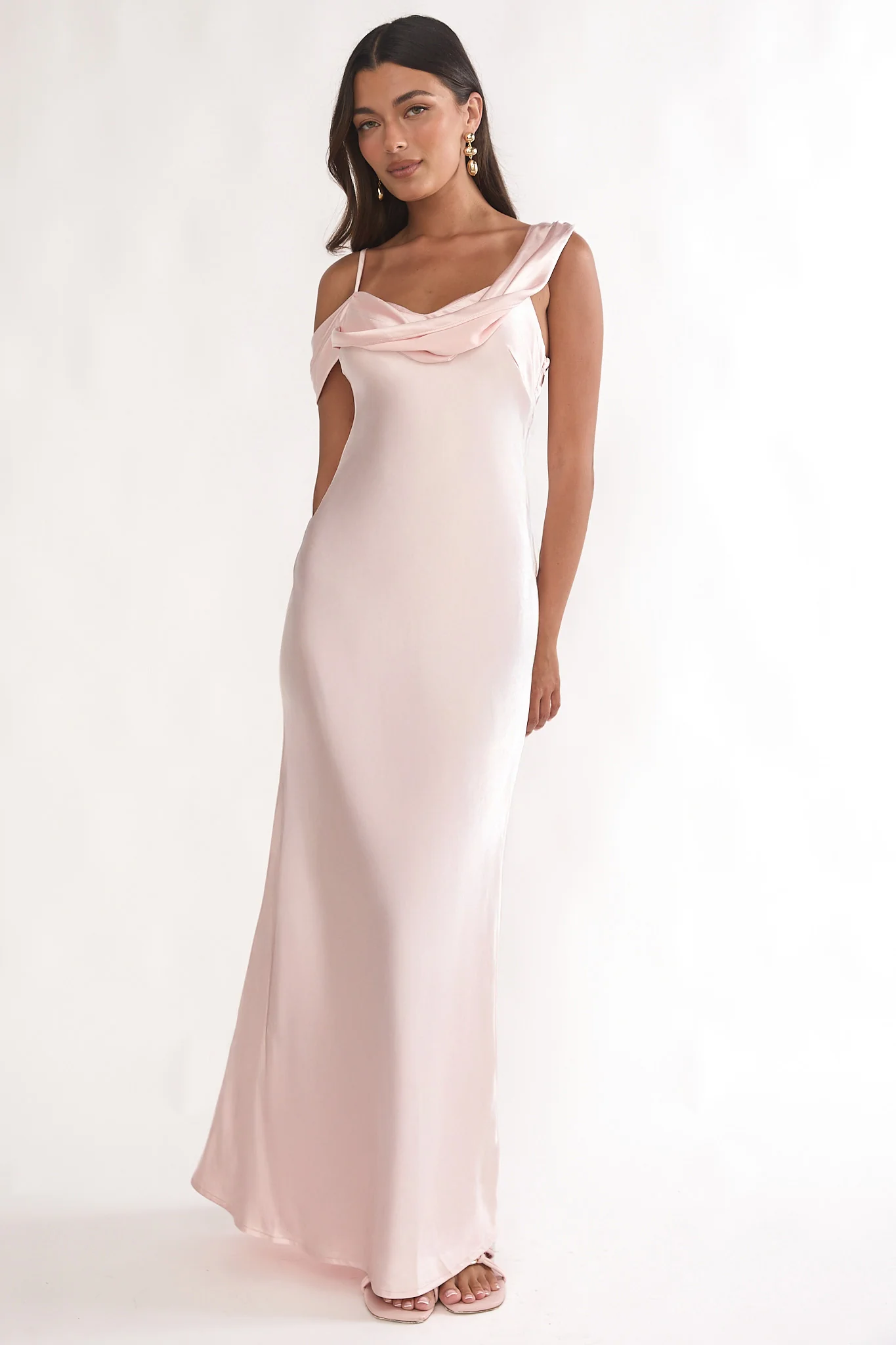 Emelle Asymmetric Neckline Maxi Dress Pink