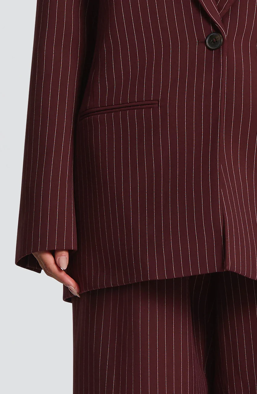 Reece Blazer - Burgundy Pinstripe - luluinthesky
