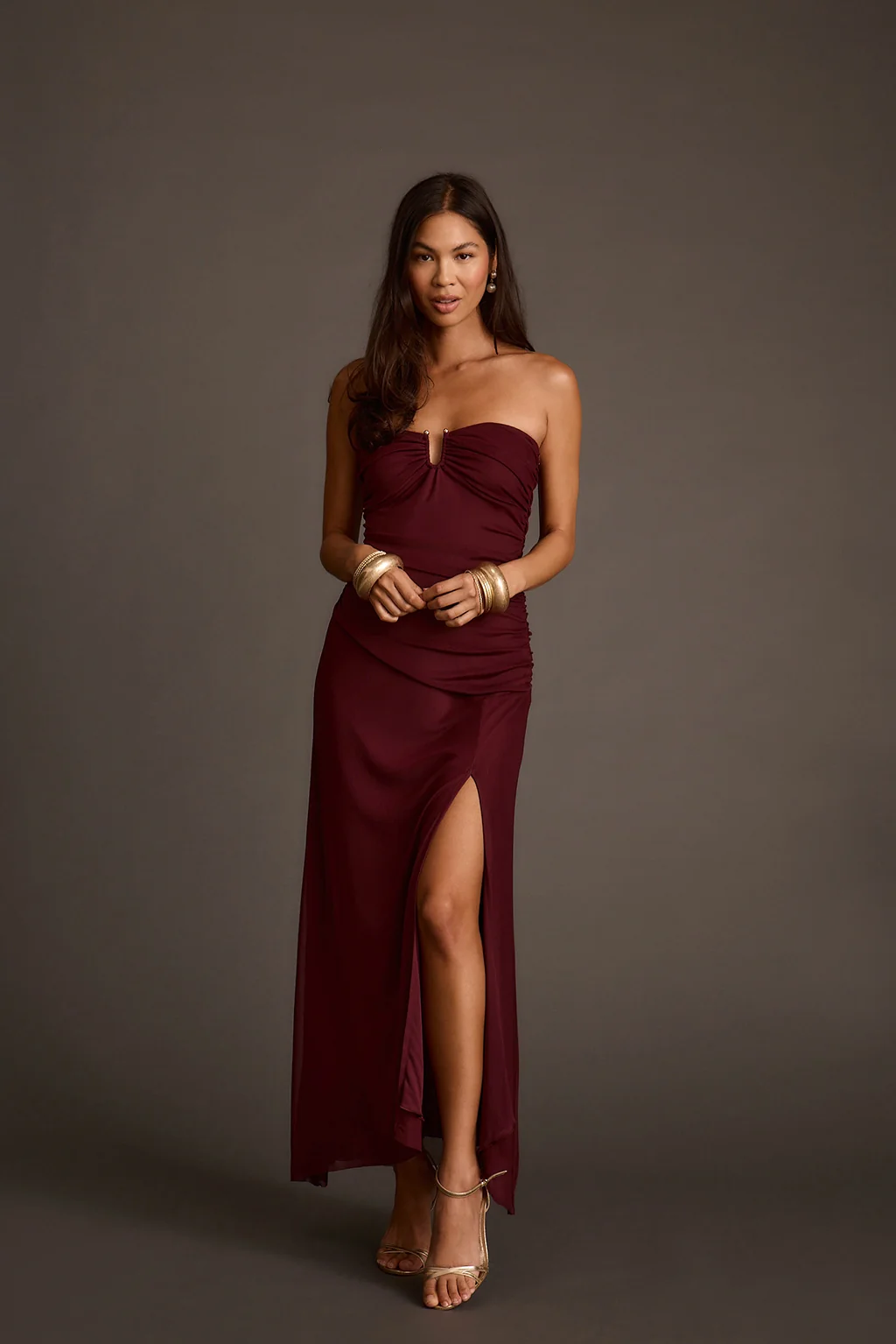 Everly Mulberry Mesh Midi Dress