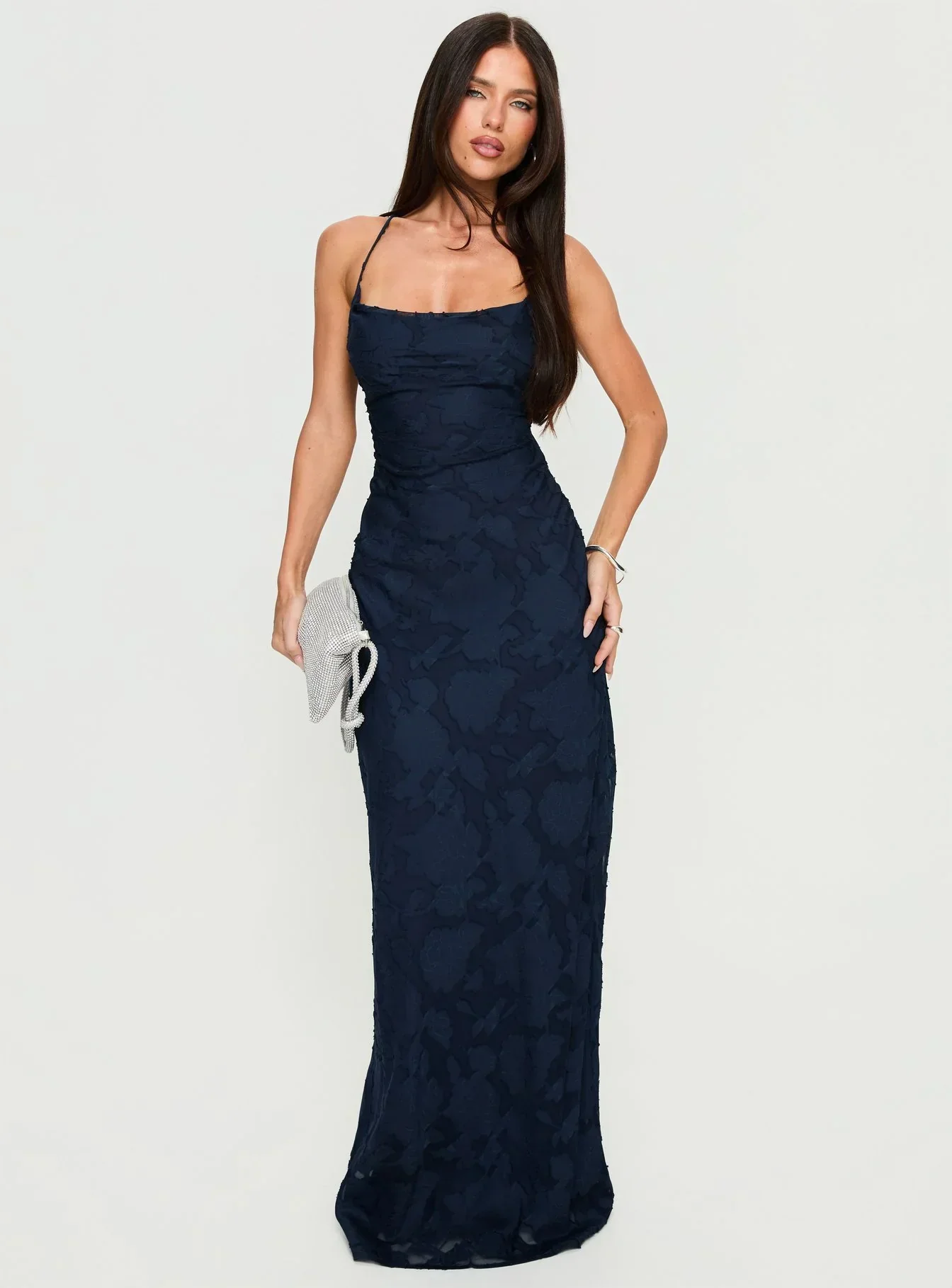 Celena Maxi Dress Navy Burnout - luluinthesky
