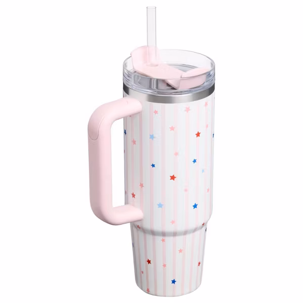 Stanley 30 oz Stainless Steel H2.0 FlowState Quencher Tumbler Pink Starry Stripes