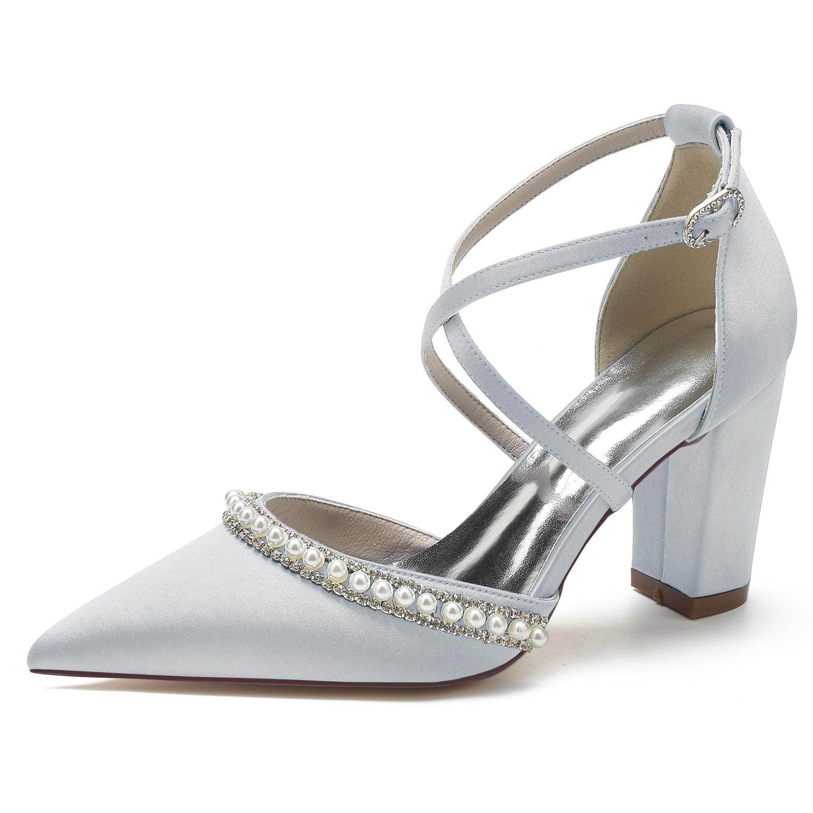 Chunky Heel 8.5cm Silk-Like Shoes CK0189