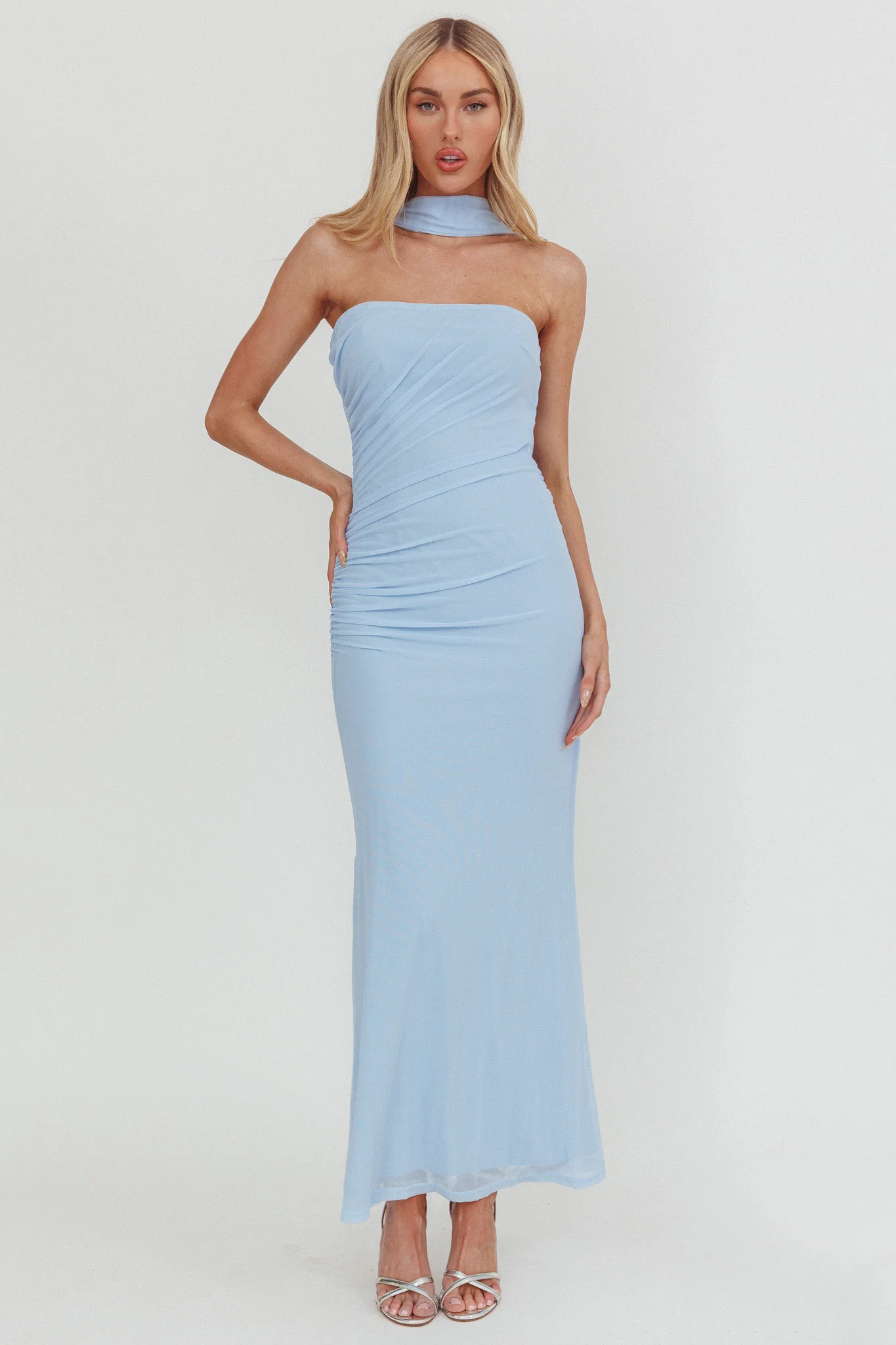 Truth Be Told Reverse Halter Maxi Dress Blue - luluinthesky