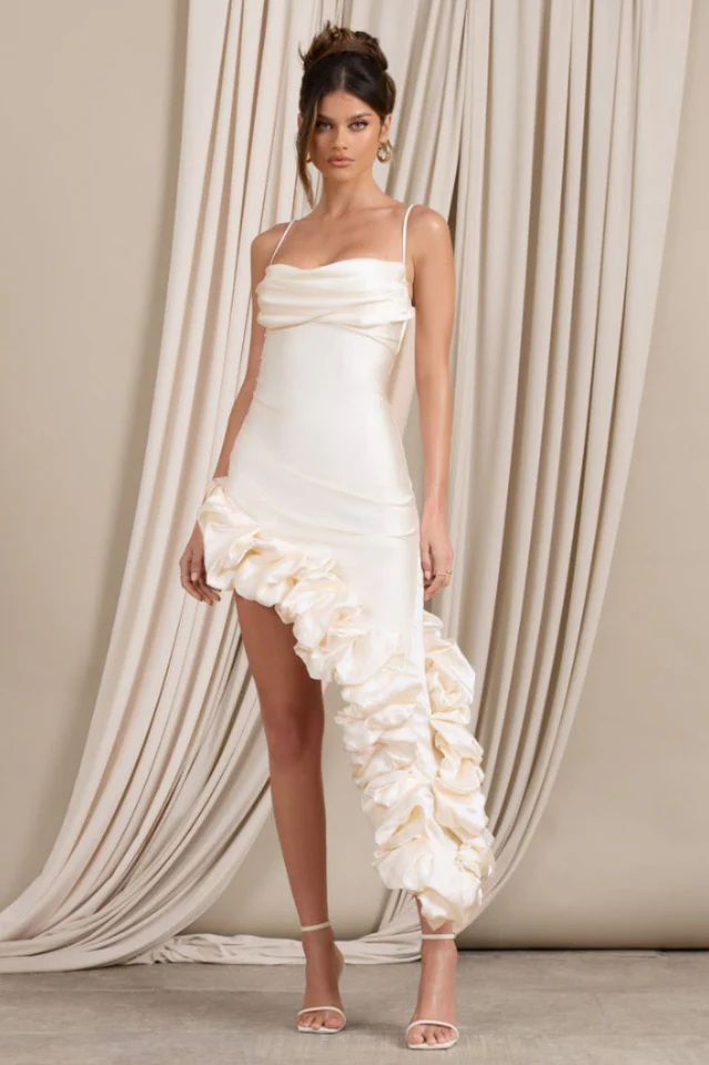 Florence Off Shoulder Asymmetric Ruffle Dress
