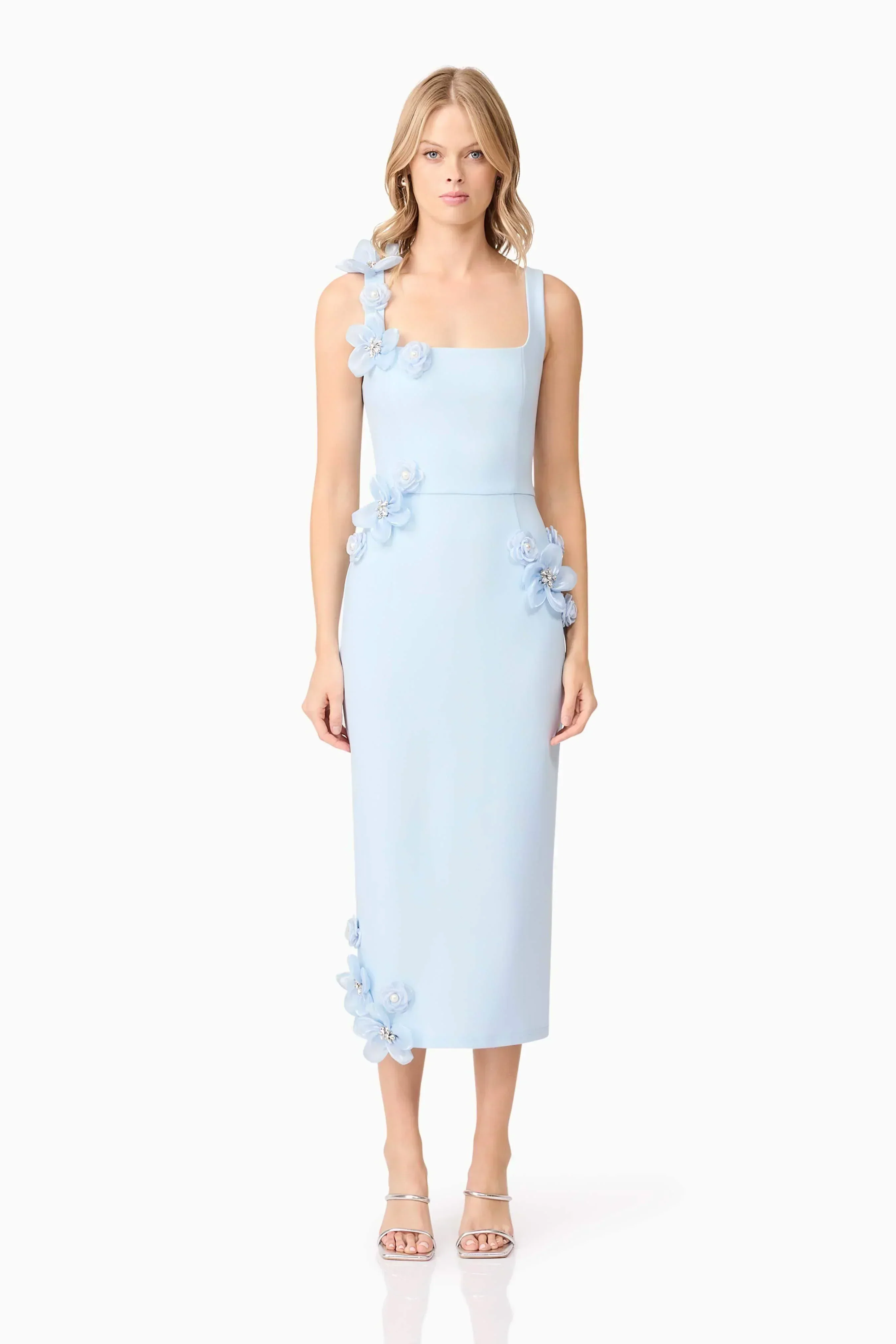 Chantelle 3D Midi Dress In Blue