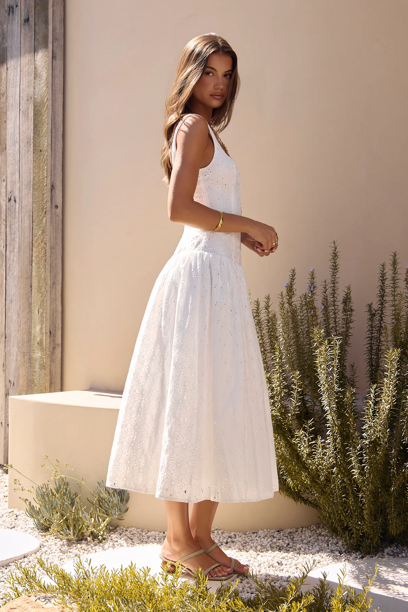 Romance Stitched Embroidered Maxi Dress White - luluinthesky