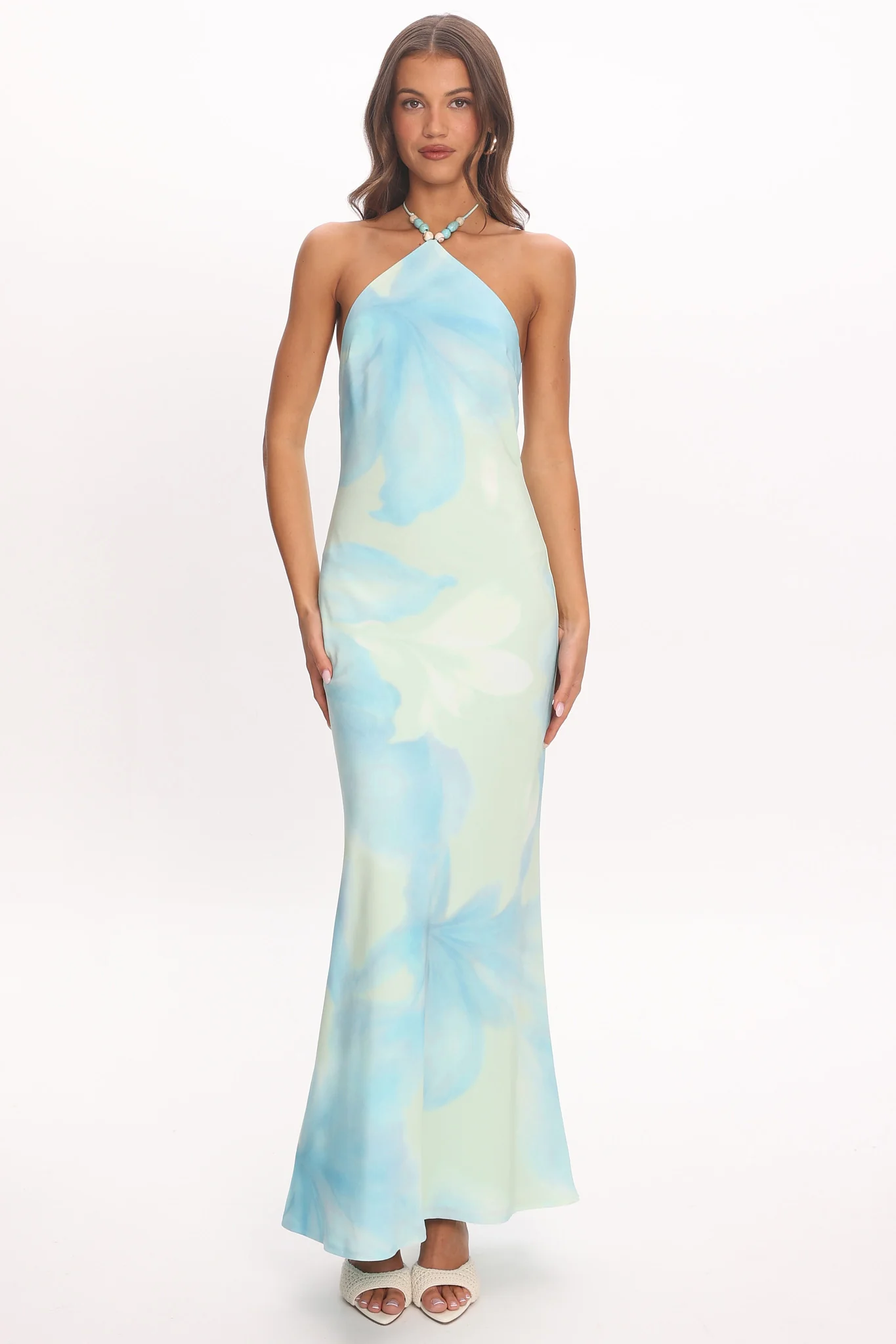 My Everything Bead Halter Maxi Dress Mint - luluinthesky
