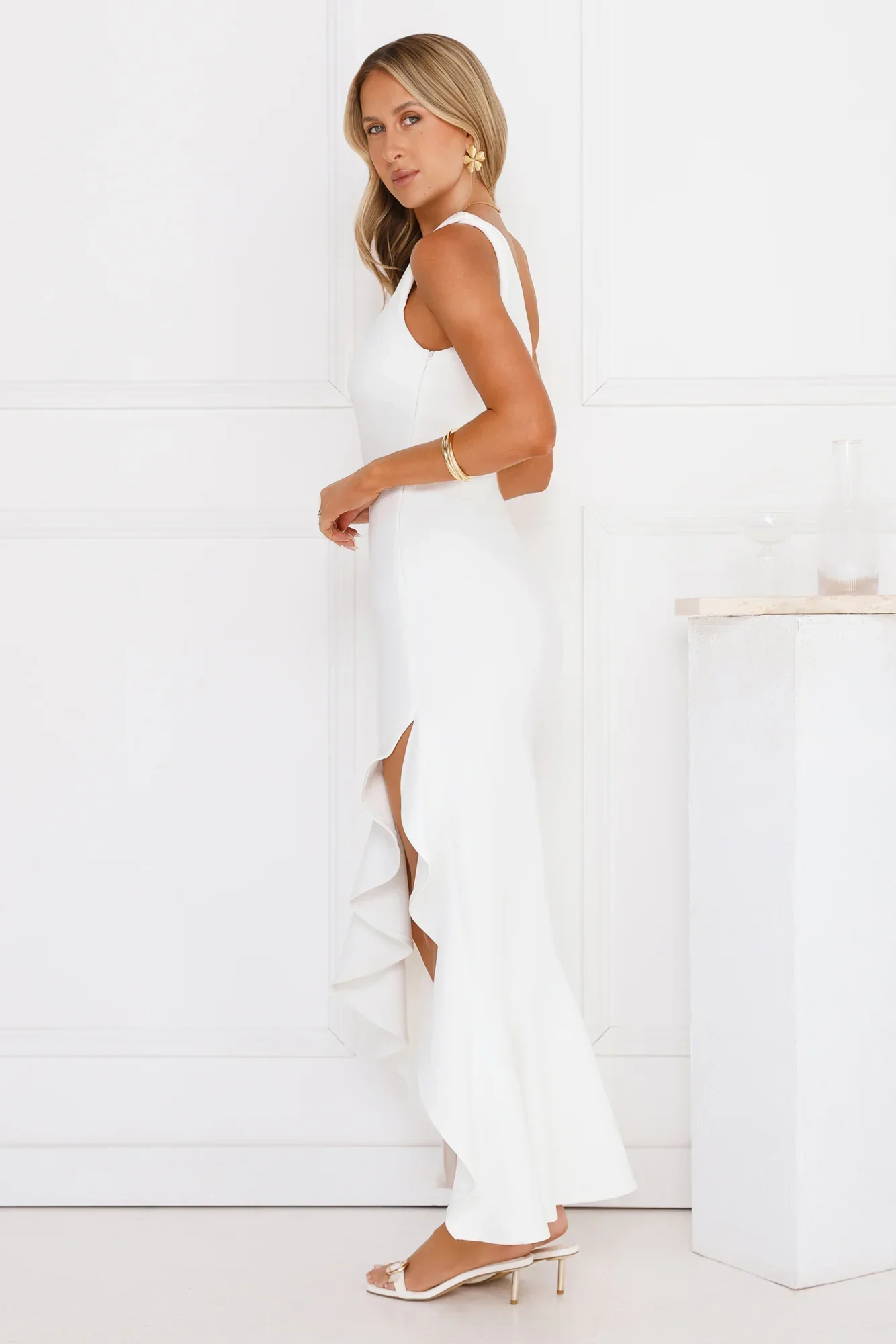 Go To Girl One Shoulder Maxi Dress White - luluinthesky