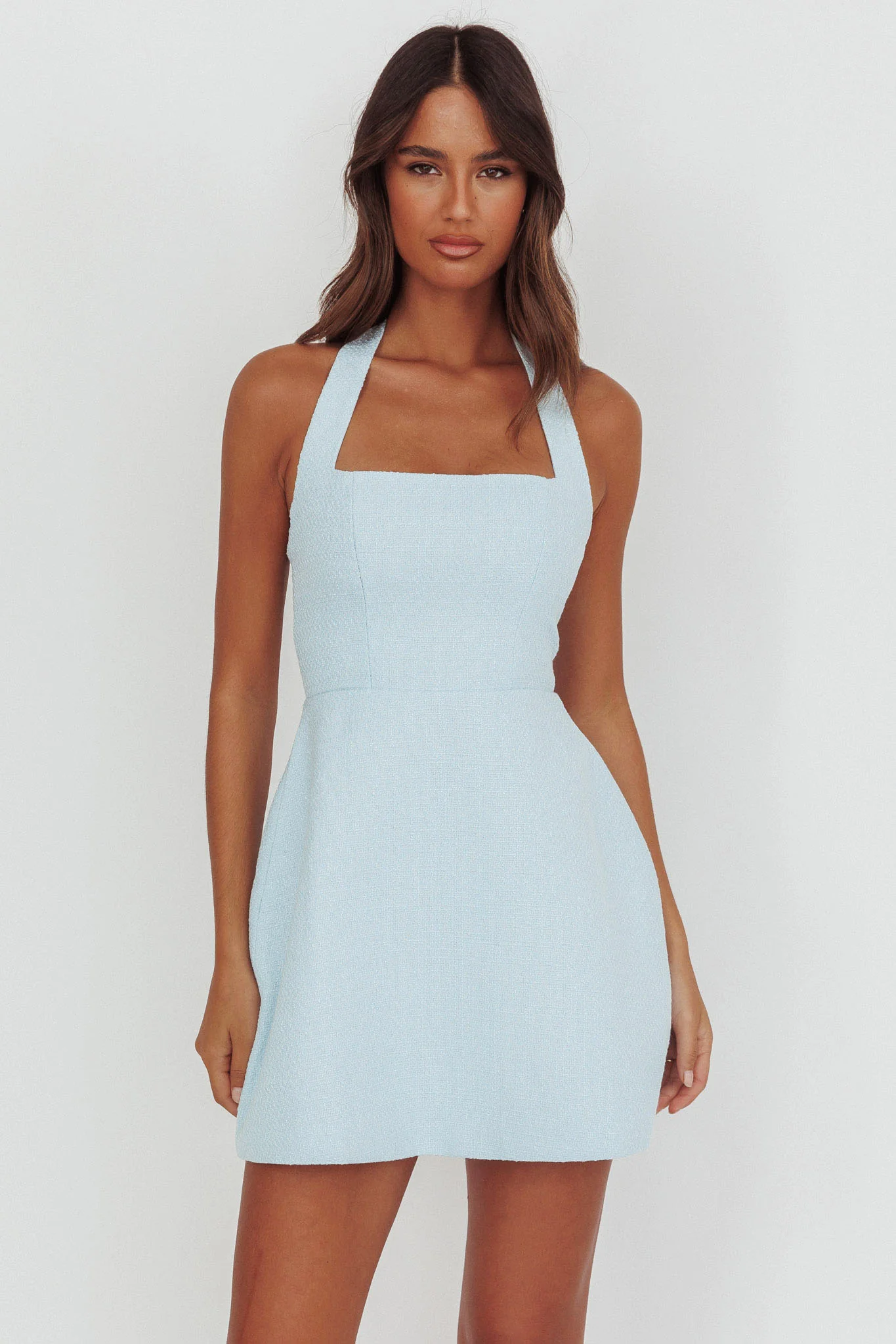 Hendrix Halterneck A-Line Mini Dress Blue