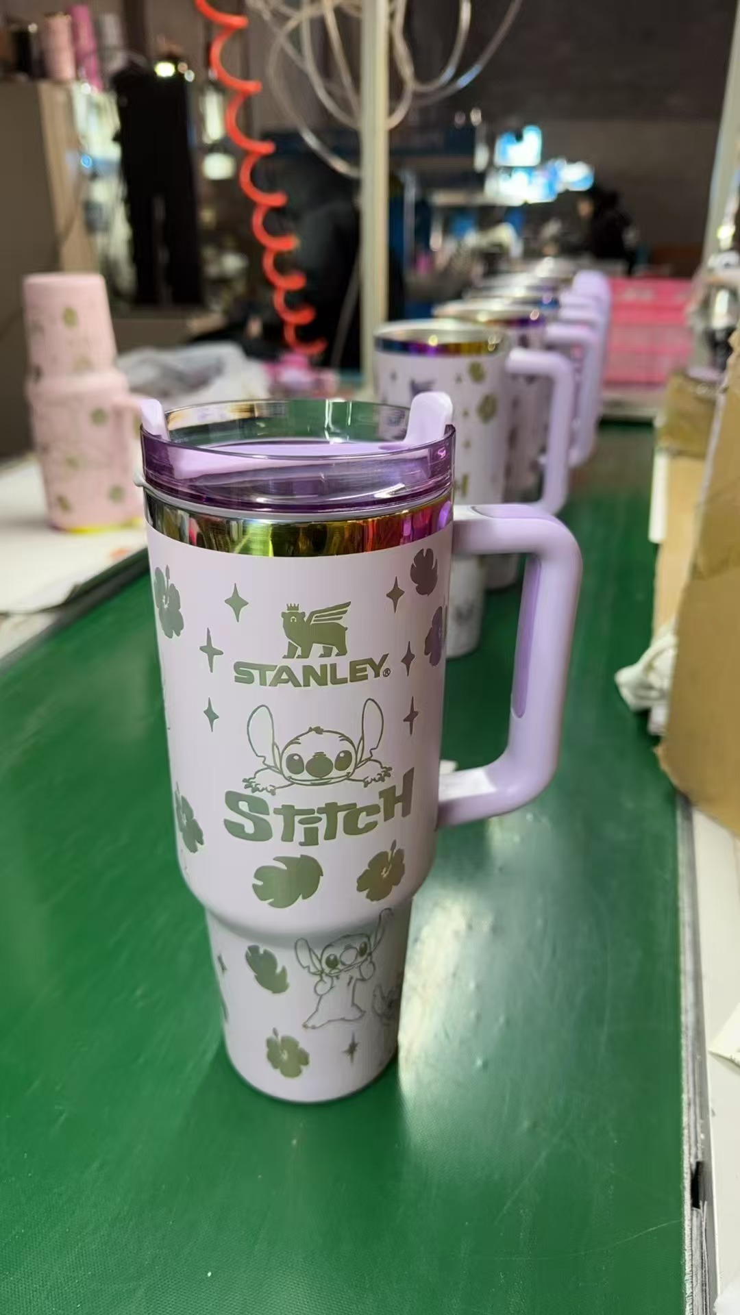 Stitch Stanley Flowstate White Tumbler Cup Laser Engraved 40oz