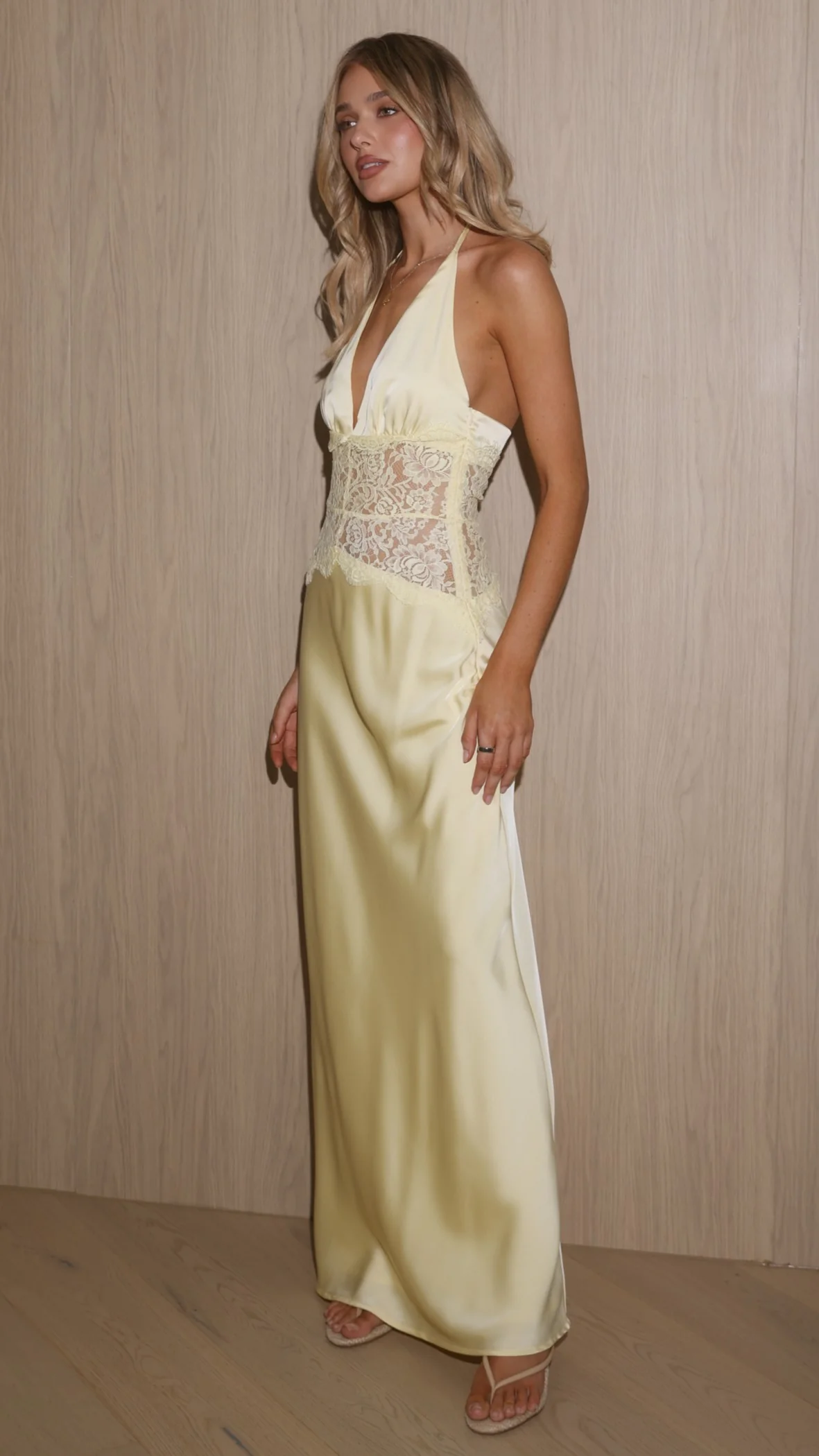 Celia Lace Maxi Dress - Yellow - luluinthesky