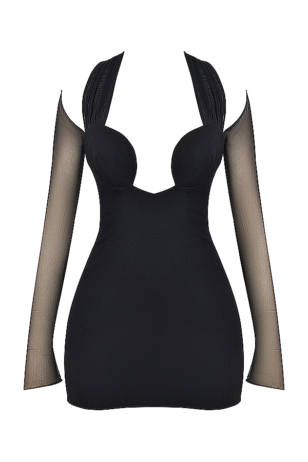 Black Plunge Mini Dress