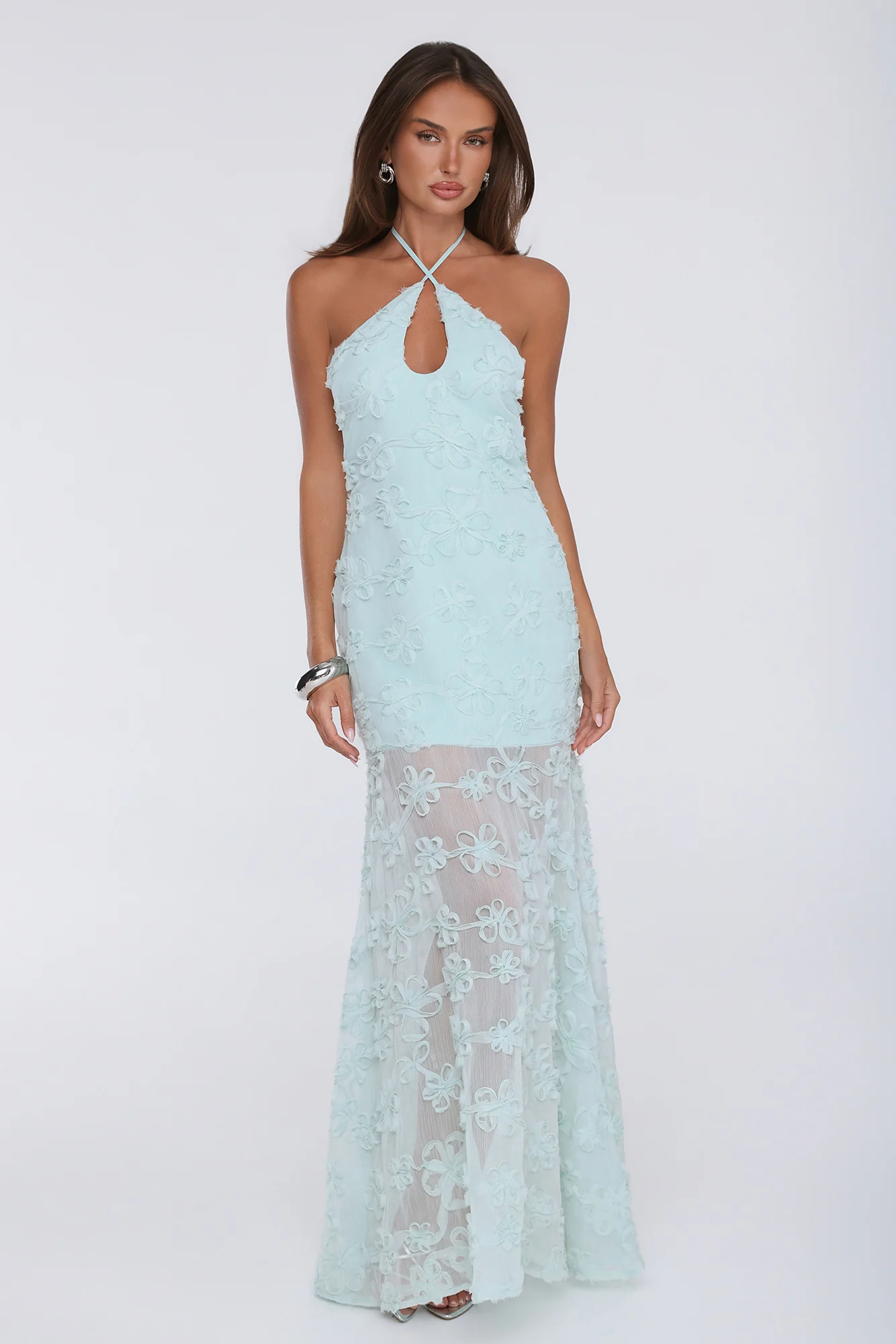 Enchanted Aura Halter Maxi Dress Sage