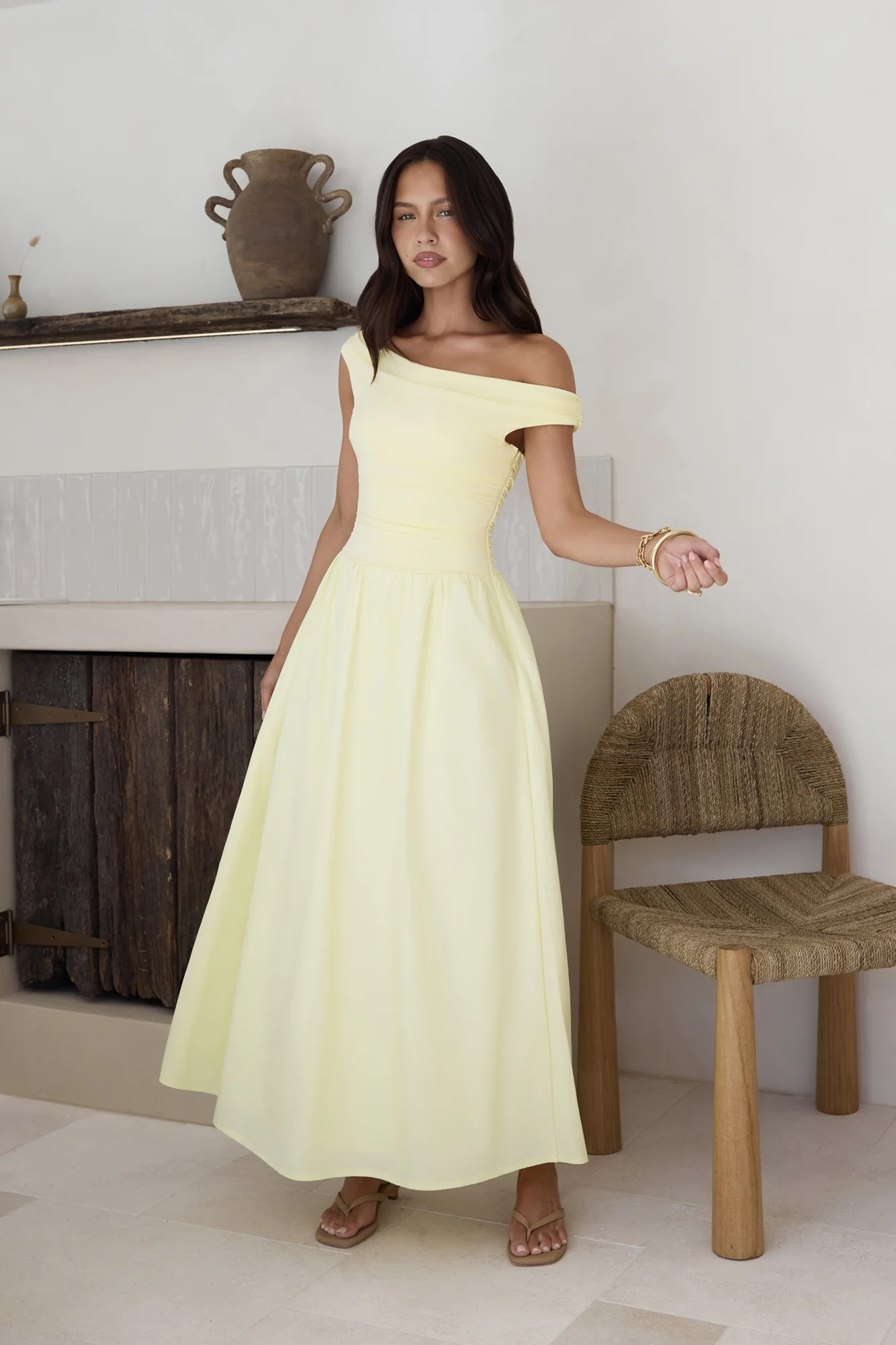 Days Of The Sun Off Shoulder Maxi Dress Yellow - luluinthesky