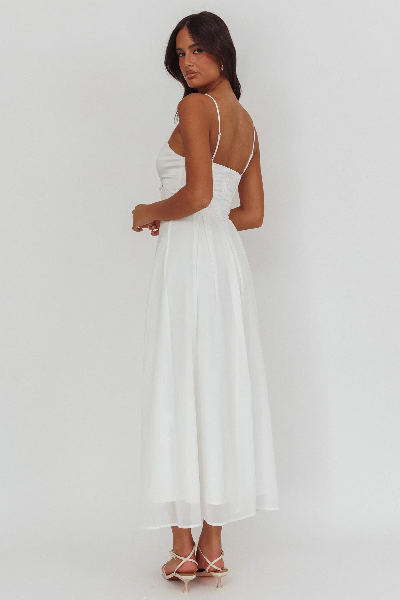 Lora Cami Strap Butterfly Dress White