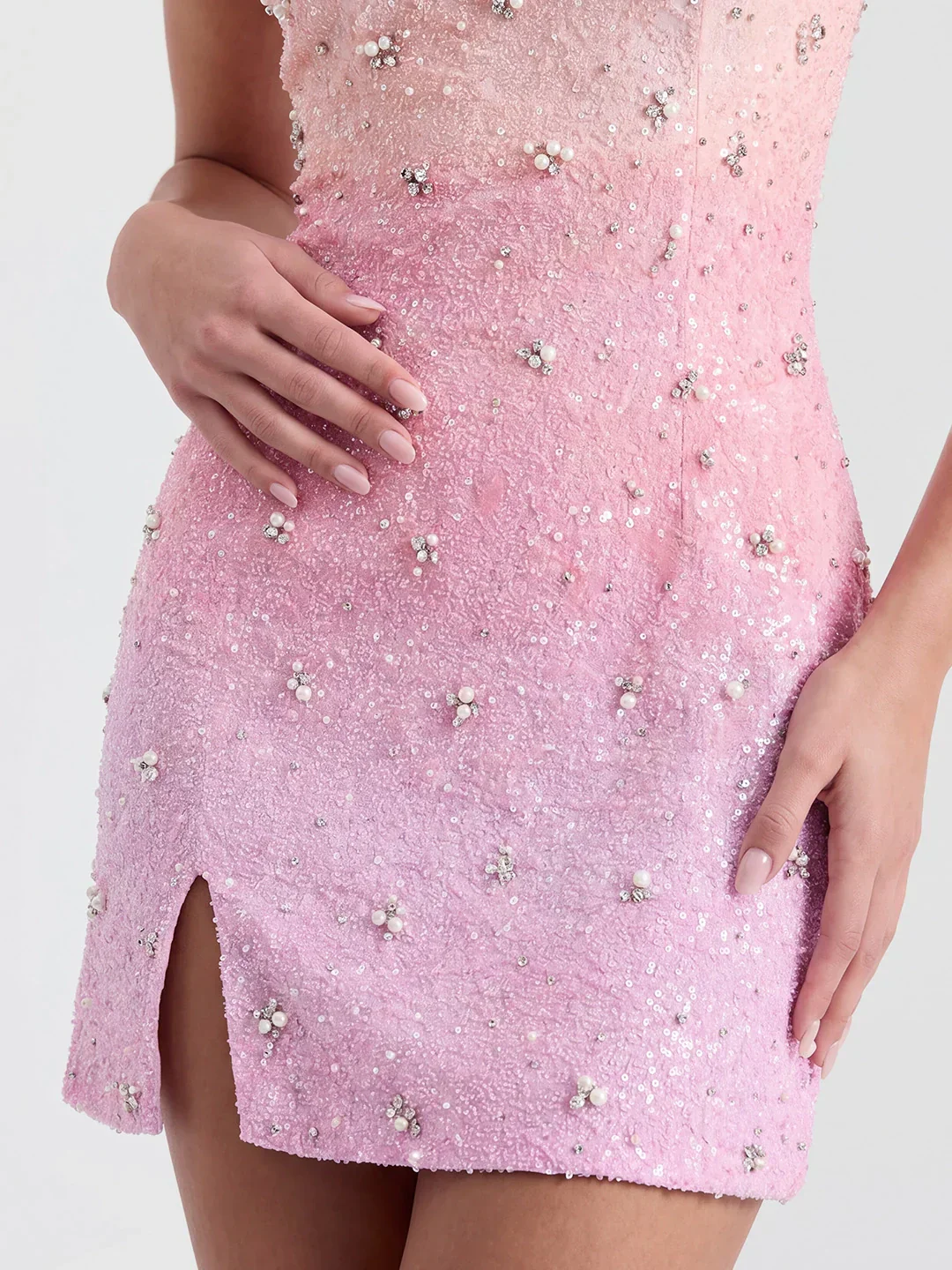 Dazzling Ombré Sequined & Beaded Mini Dress