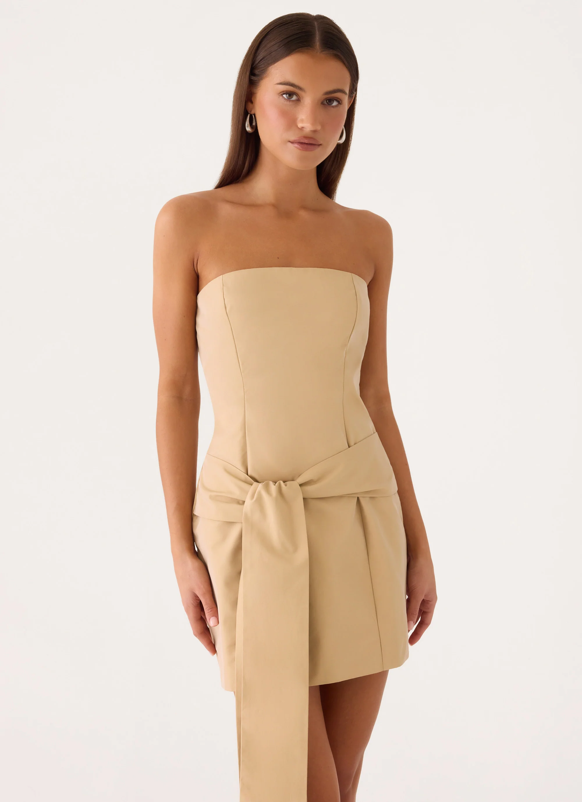 Diya Wrap Mini Dress - Camel - luluinthesky