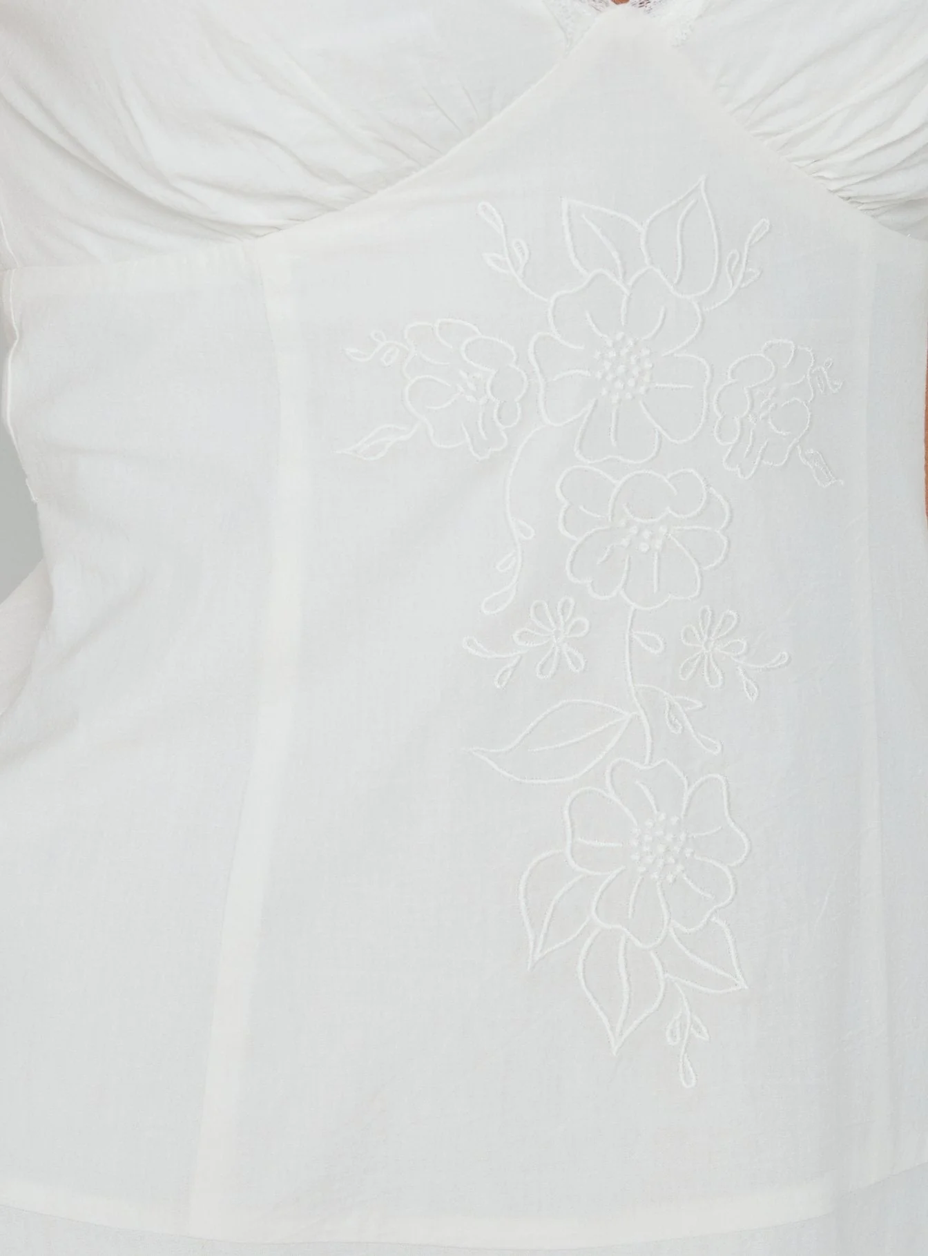 Splashy Lace Trim Mini Dress White