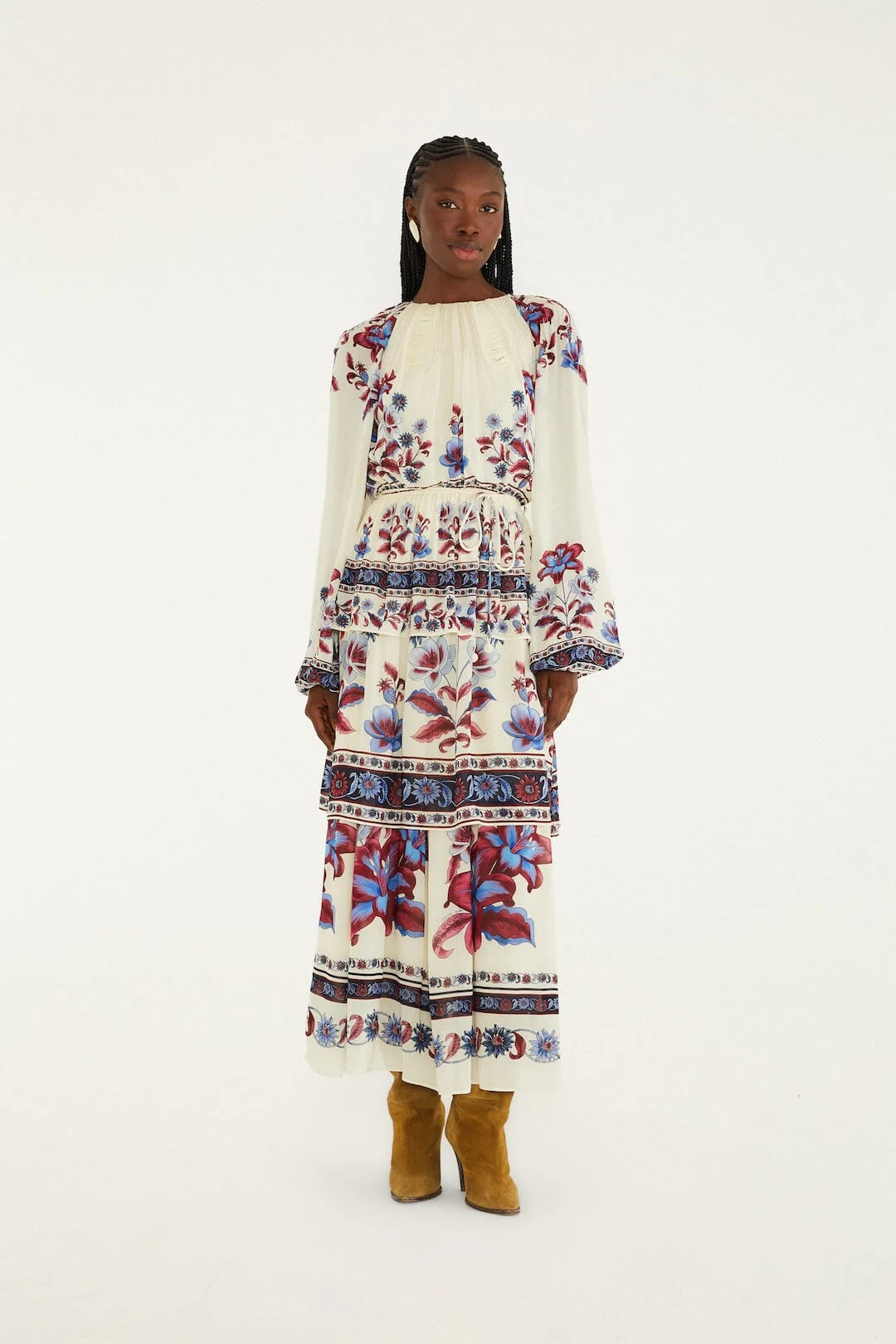 White Malu Winter Cut-Out Long Sleeve Maxi Dress