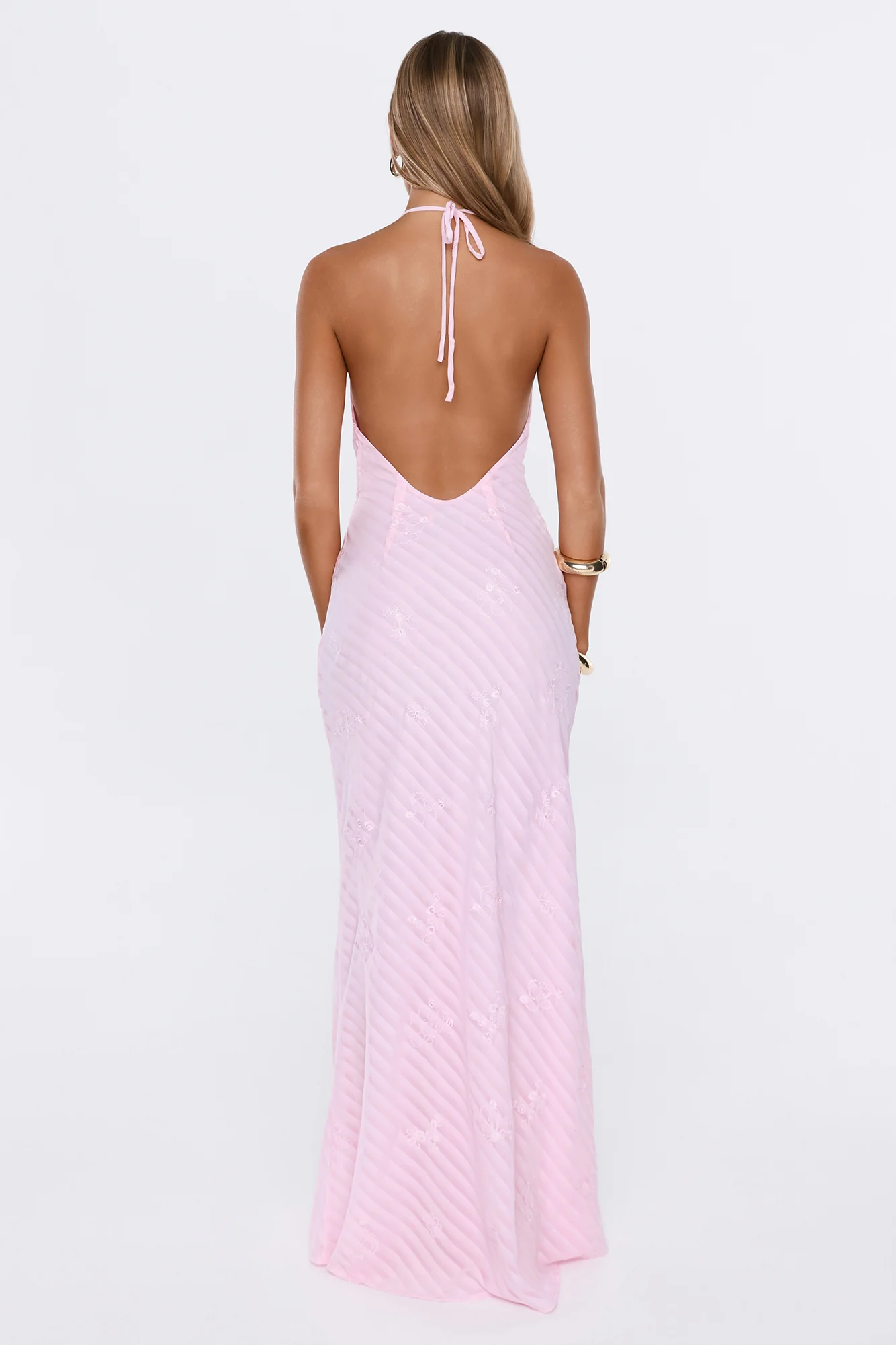 This Gets Attention Halter Maxi Dress Pink