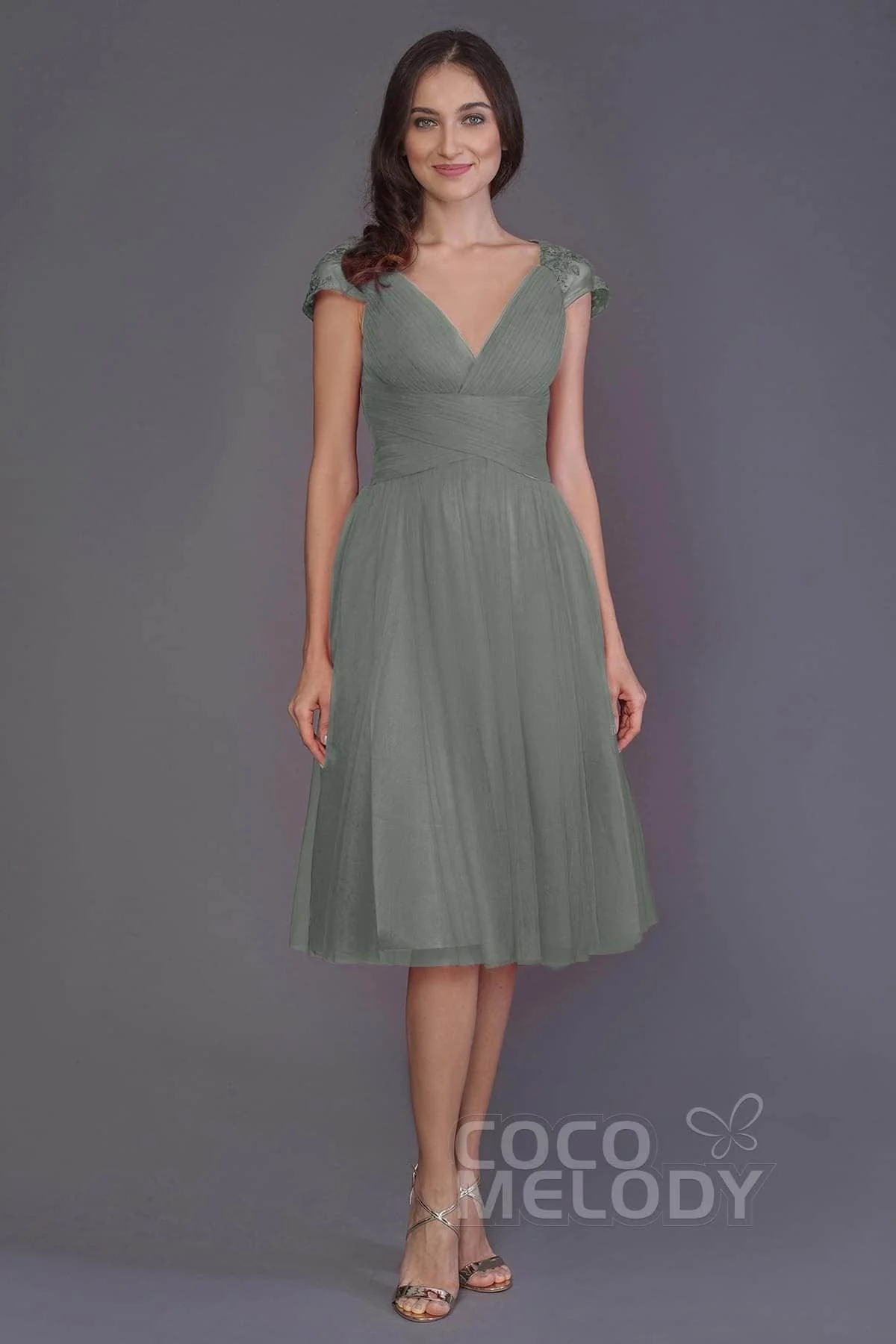 A-Line Knee Length Tulle Bridesmaid Dress PR3515
