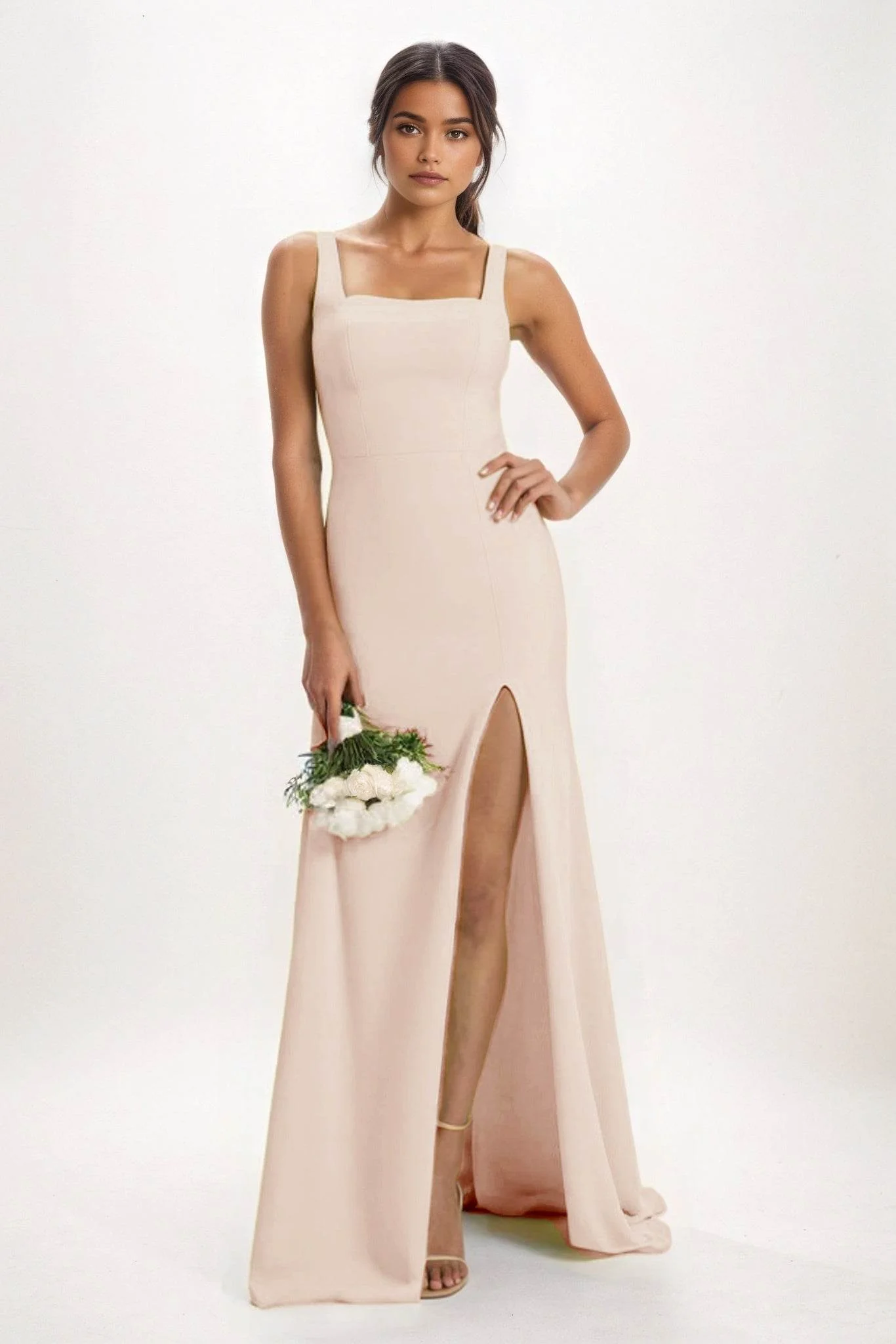 Sheath-Column Maxi Chiffon Bridesmaid Dress CB0826