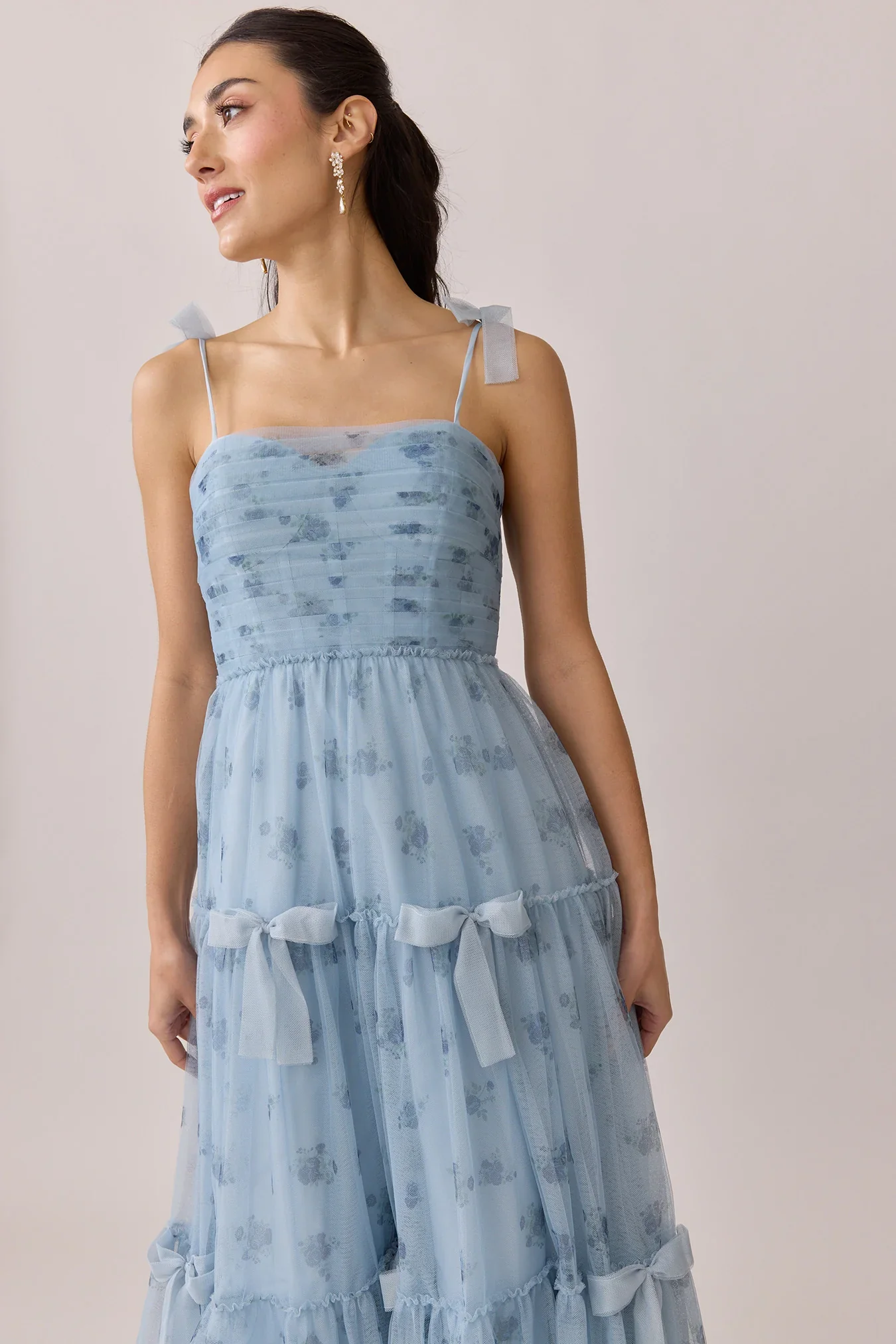 Ellapink Tulle Floral Print Dress | Made To Order