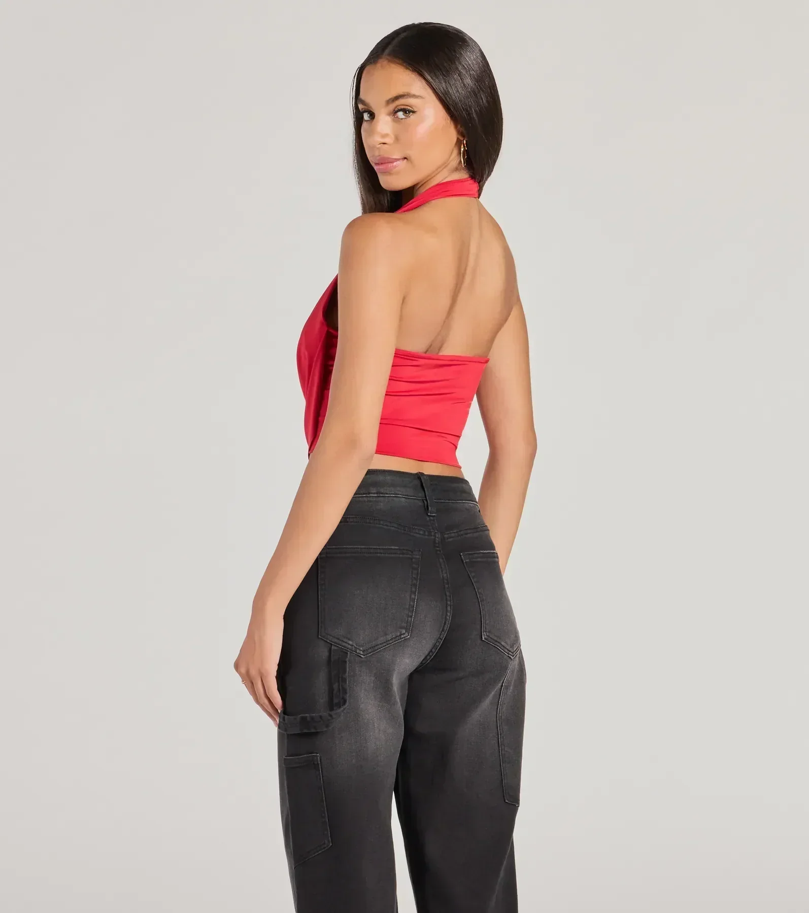 Take The Plunge Sleeveless Halter Crop Top - luluinthesky