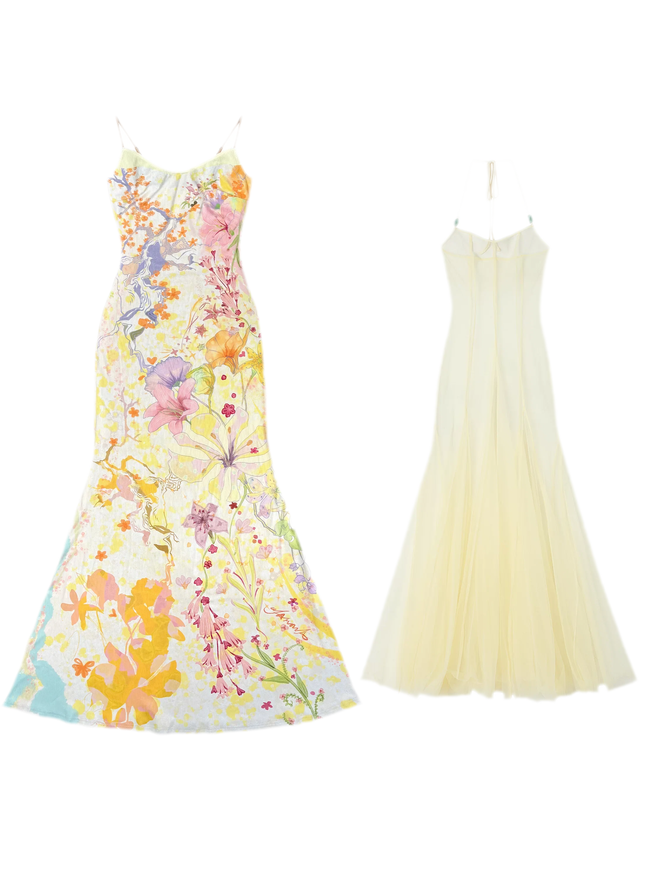Oil-Painted Print Organza Set