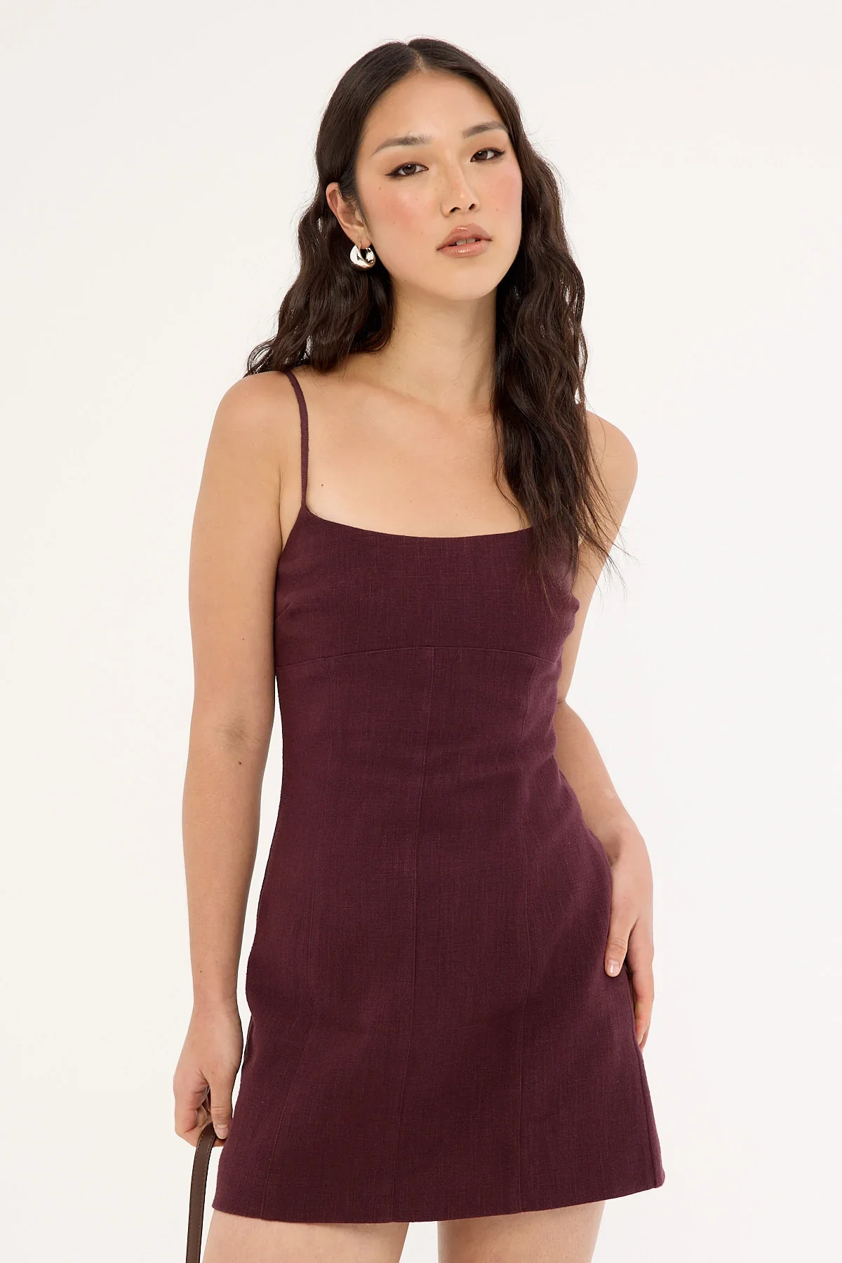 Perfect Stranger Sadie Linen Mini Dress Dark Choc